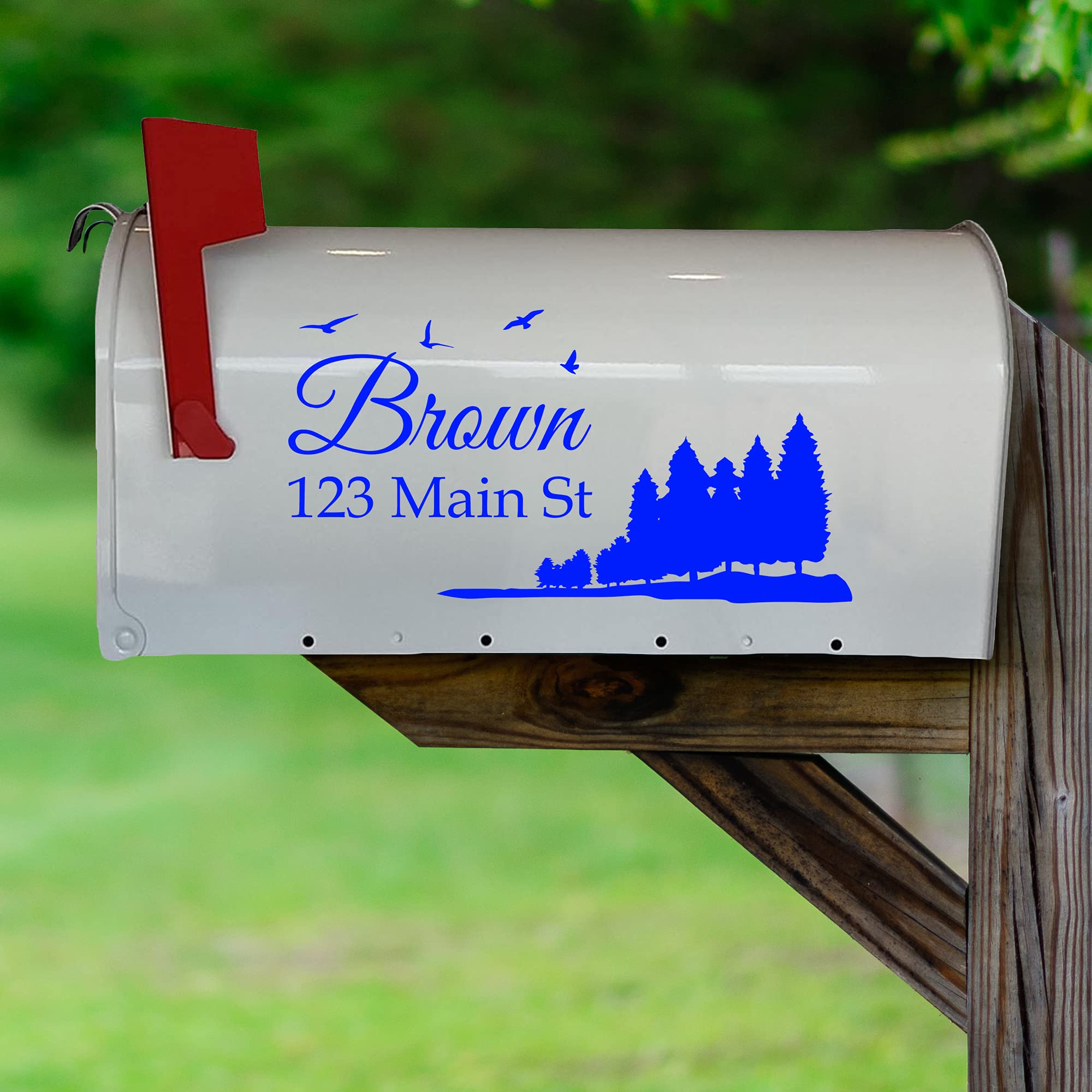 VWAQ Custom Mailbox Address Decal - Personalized Family Name Sticker for Home Decor - CMB29 (Blue) | Perfect for Mailbox, Front Door & House Number Sign