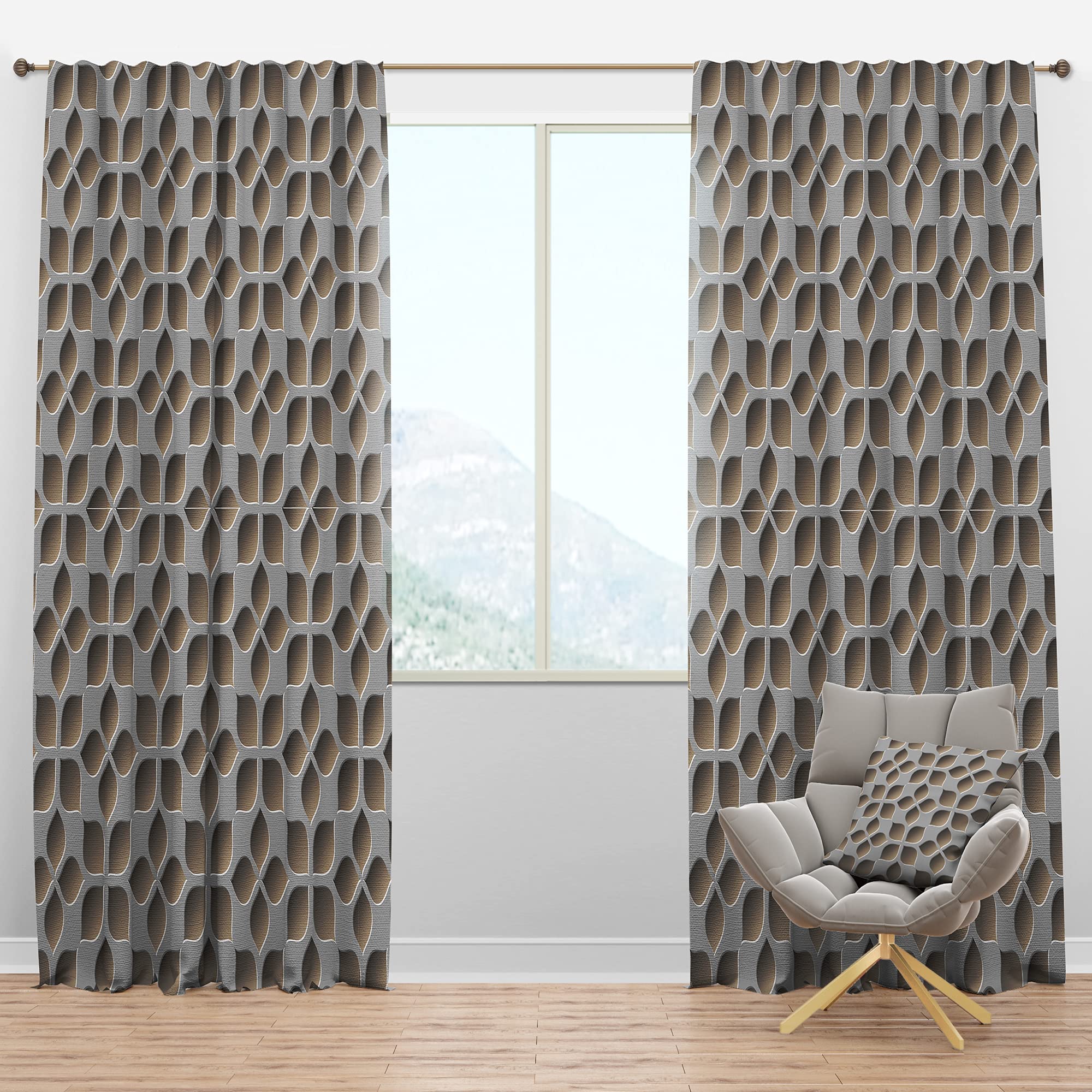 DesignQ Blackout Curtains - Thermal Insulated Abstract Pattern Window Drapes for Bedroom & Living Room (52x108, Single Panel) - Perfect for Light Blocking, Privacy & Energy Efficiency