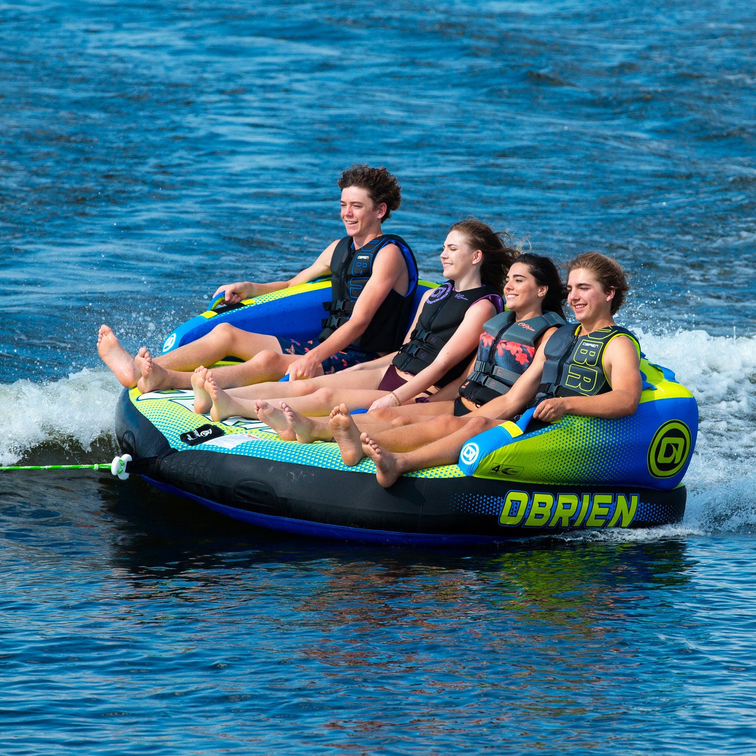 O'Brien Baller 4 Soft Top Towable Tube - 4 Rider Inflatable Water Tube for Boating & Lake Fun - Perfect for Family, Friends & Summer Water Activities
