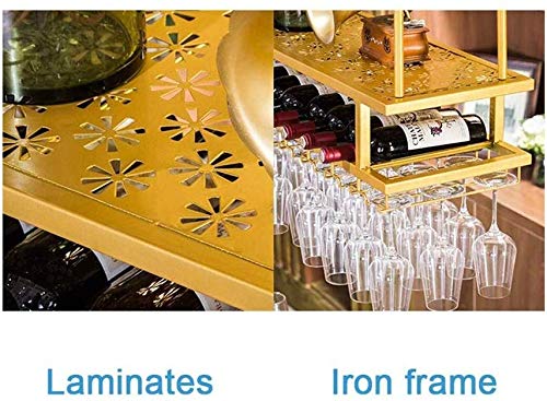 Premium Gold Wall-Mounted Wine Rack - Lefran Hanging Wine Bottle Holder with Glass Storage, Elegant Iron Ceiling Decorative Frame for Kitchen, Bar & Dining Room Decor