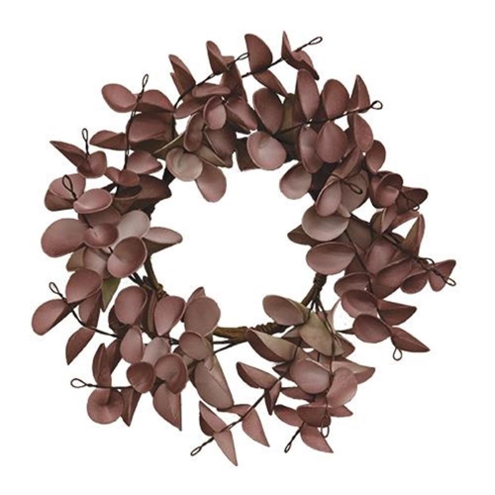 Burgundy Fall Ombre Eucalyptus Leaf Candle Ring - Autumn Table Decor for Thanksgiving, Wedding Centerpiece, and Seasonal Home Decoration
