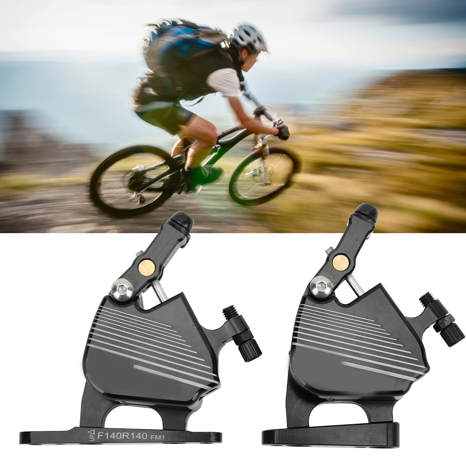 **1 Pair Hydraulic Disc Brakes Set - Aluminum Alloy Front & Rear Hydraulic Disc Brake Calipers for Road Bikes - Perfect for Mountain & Commuter Cycling (Black, Front & Rear Set)**