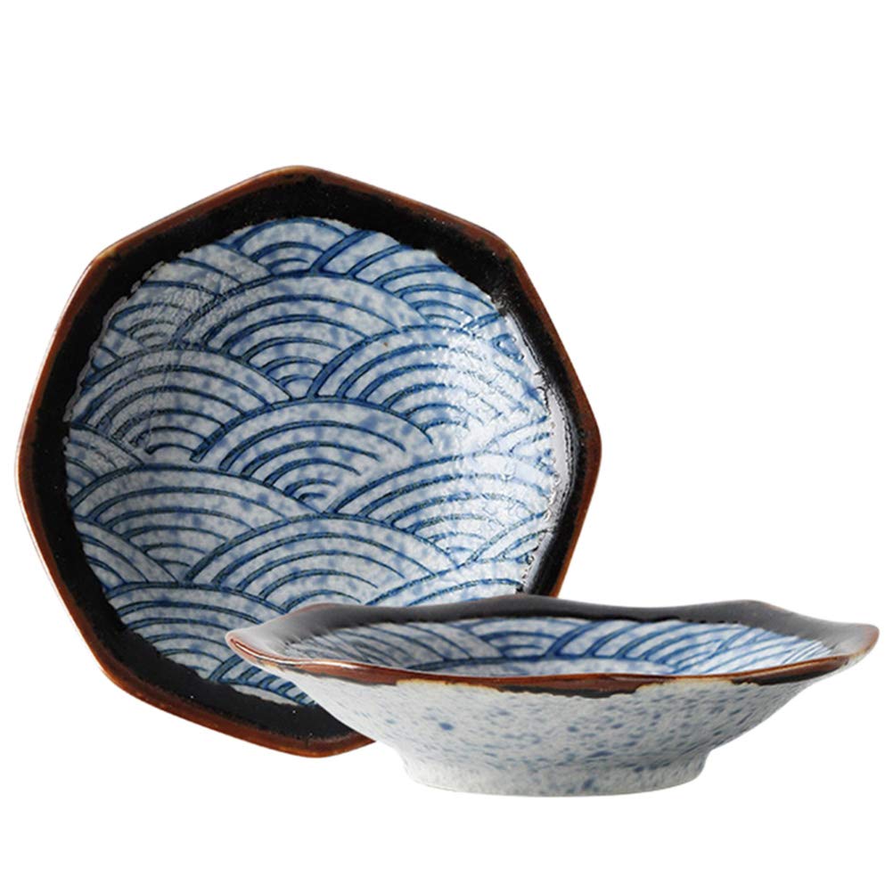 UPKOCH 2-Piece Japanese Style Ceramic Seasoning Saucers - Small Condiment Dishes for Soy Sauce, Wasabi & Spices - Perfect for Sushi, Ramen & Asian Cooking