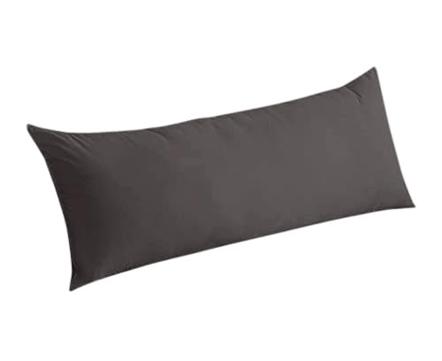 Premium 100% Natural Cotton Body Pillow Cover - 20x60 Inches, 600 Thread Count, Soft Grey with Zipper Closure - Perfect for Pregnancy, Back Support & Lounging Comfort