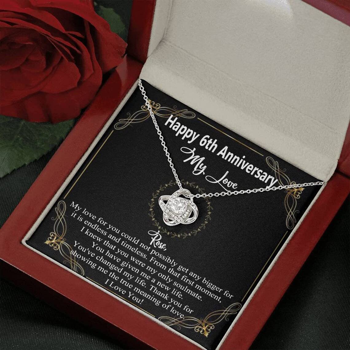 Custom 6th Wedding Anniversary Necklace for Wife - Personalized Gift for Her Birthday, Christmas & Anniversary - Elegant Married Couple Jewelry for Special Occasions