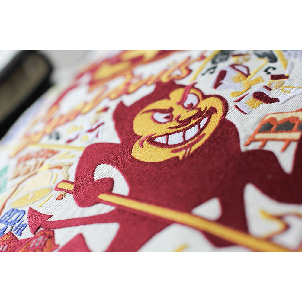 Arizona State University Collegiate Hand Embroidered Throw Pillow - Perfect for Dorm Decor, Home Office & Sun Devil Fan Gifts