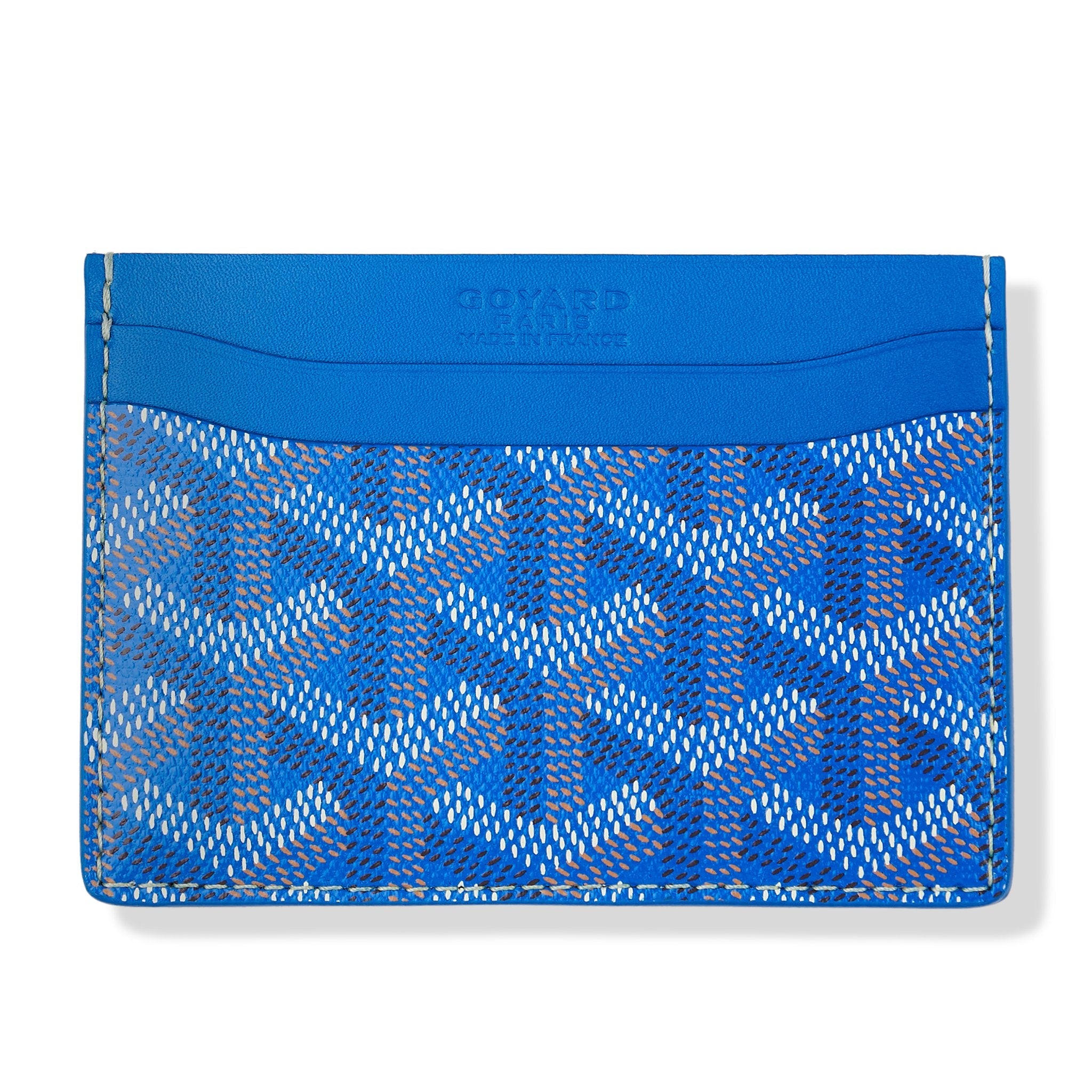 Goyard Saint Sulpice Sky Blue Leather Card Holder - Slim RFID Blocking Wallet for Credit Cards & ID - Perfect for Travel, Business, and Everyday Use