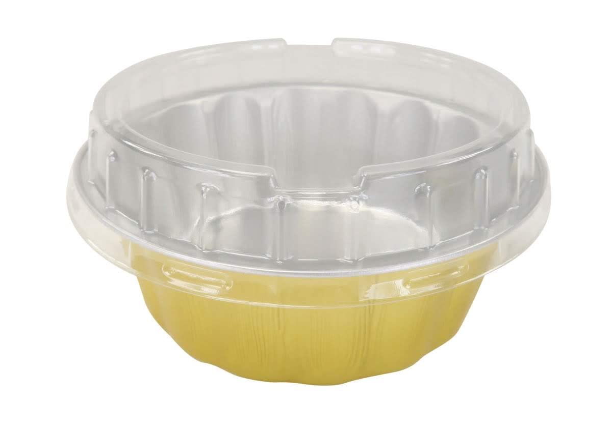 KitchenDance 8oz Disposable Gold Aluminum Foil Dessert Cups with Lids - Round Baking Tart Pans for Cakes, Pies & Pastries - Perfect for Home Baking, Party Serving & Food Storage (Pack of 1000)