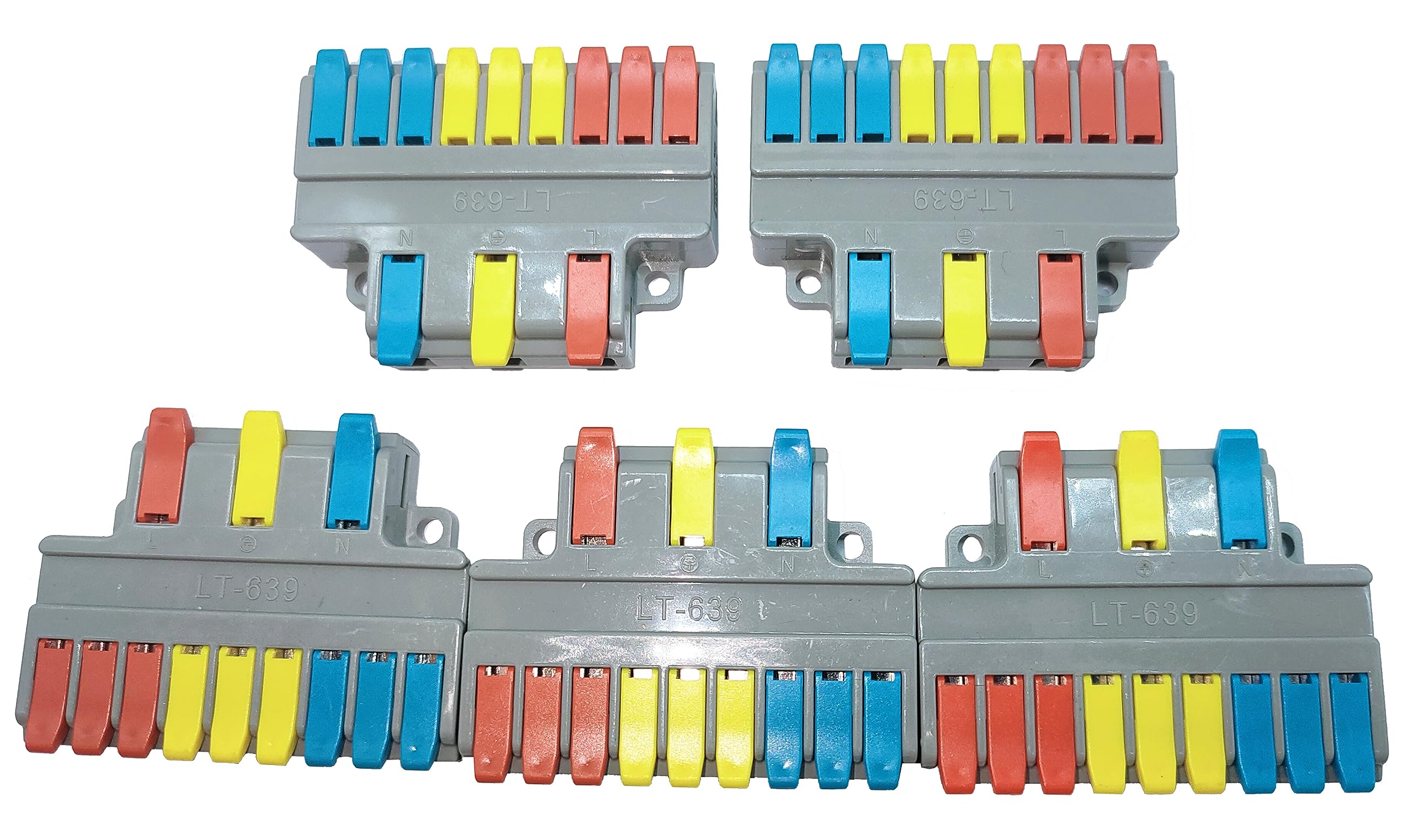 5PCS Compact Lever Wire Nut Connectors - 3 in 9 Out Quick Connect Terminals for 28-12 AWG Wires | Electrical Wiring, DIY Projects & Home Repairs