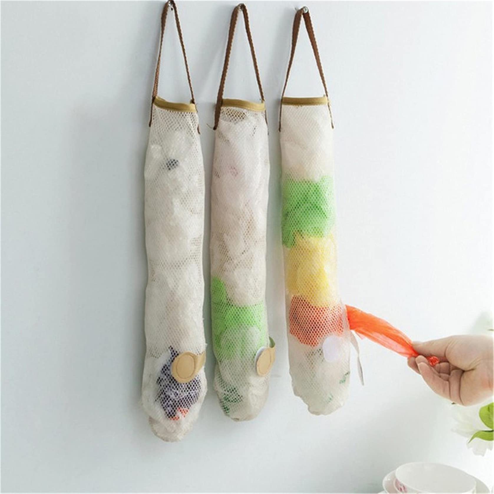 Reusable Hanging Mesh Storage Bags for Onions, Garlic, Potatoes & Produce - Breathable Net Bags for Fruits & Vegetables - Perfect for Kitchen Pantry, Grocery Shopping & Farmers Market