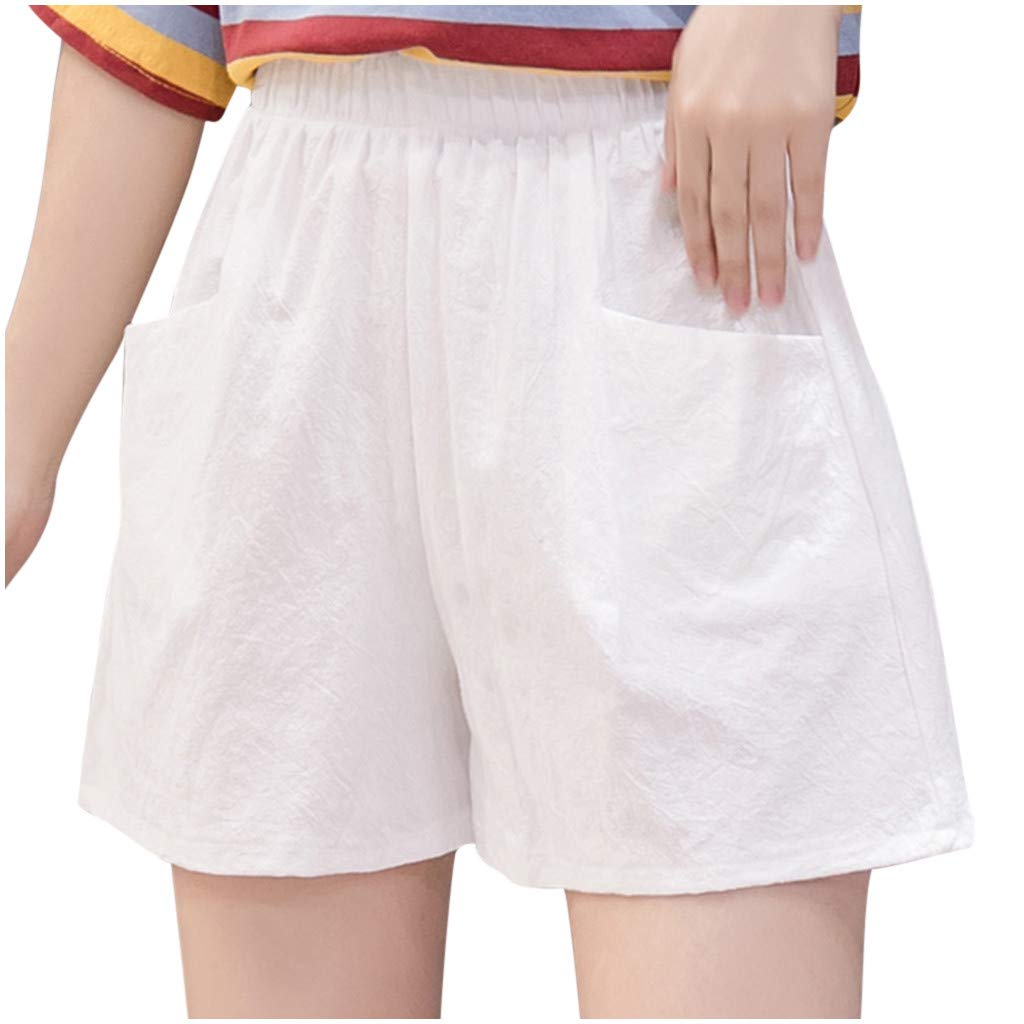ZEFOTIM Women's High Waist Linen Shorts - Breathable Loose Fit Casual Wide Leg Summer Shorts for Beach, Travel & Everyday Wear
