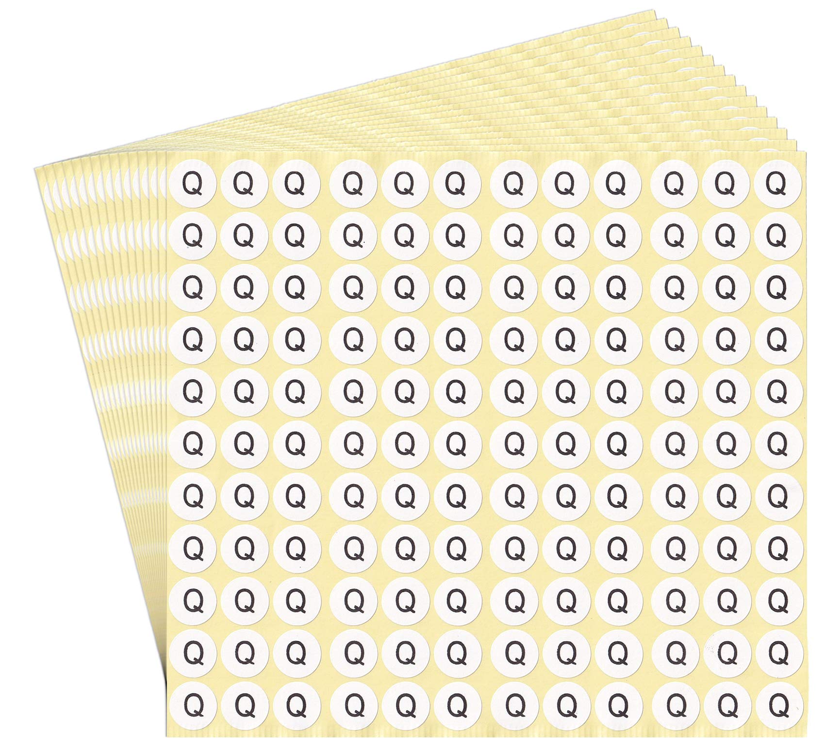 DealzEpic - 15 Sheets Small Round Alphabet Stickers Letter Q - Self-Adhesive Peel and Stick Labels for Scrapbooking, DIY Crafts, and School Projects