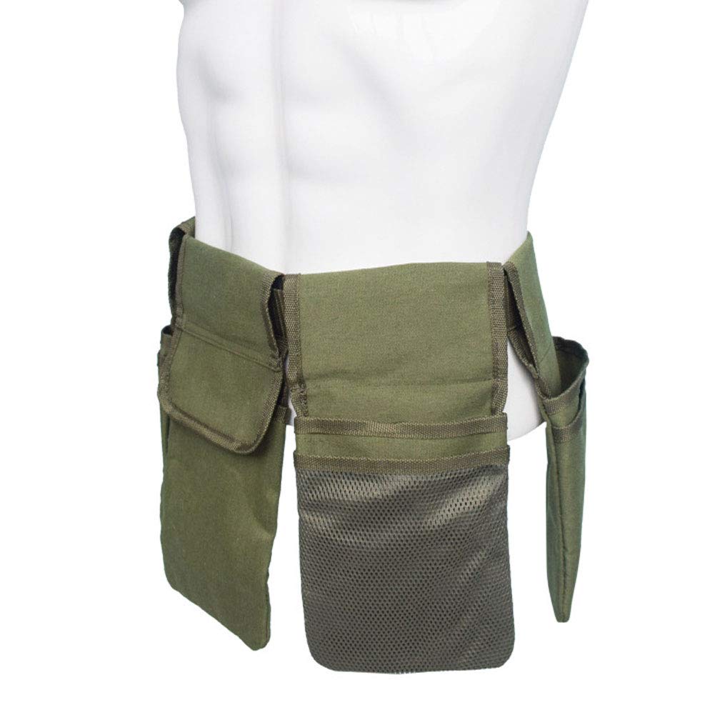 Heavy Duty Canvas Garden Tool Belt - Waterproof Gardening Waist Apron with 4 Pockets for Tools, Seeds & Accessories (Army Green) - Perfect for Landscaping, Yard Work & Outdoor DIY Projects