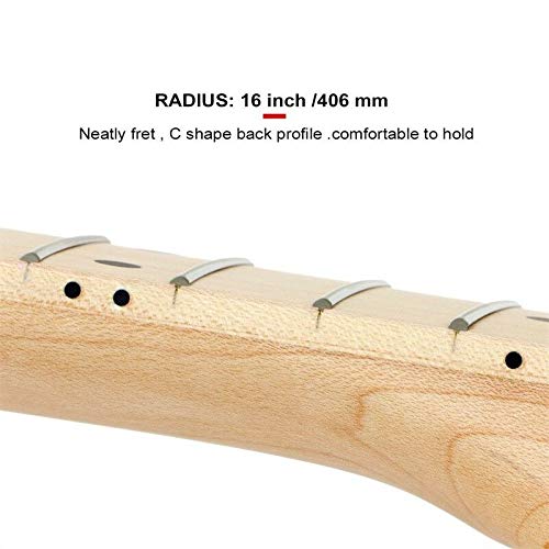 Premium Maple Electric Guitar Neck with Banana Dot Inlays - 22 Frets Replacement Part for Fender/Squier Style Guitars - Perfect for Upgrades & DIY Guitar Projects