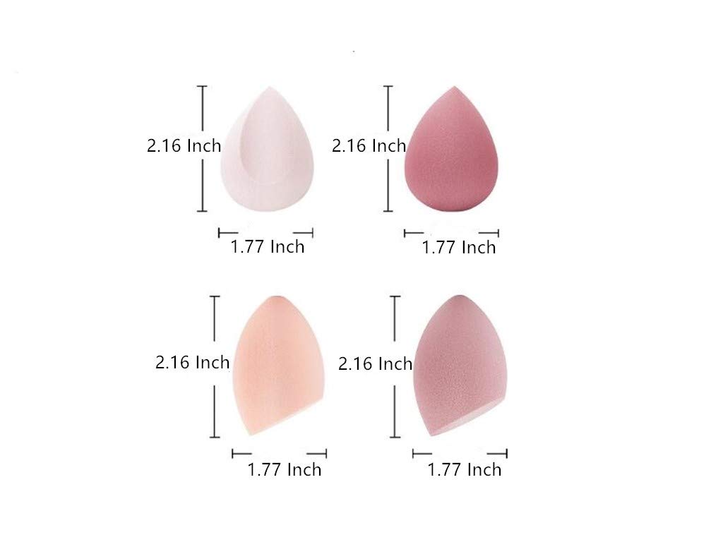 4 Pcs Makeup Sponge Set - Dry & Wet Use Beauty Blender for Liquid, Cream & Powder Foundation - Includes Egg Holder Box - Perfect for Flawless Makeup Application & Travel
