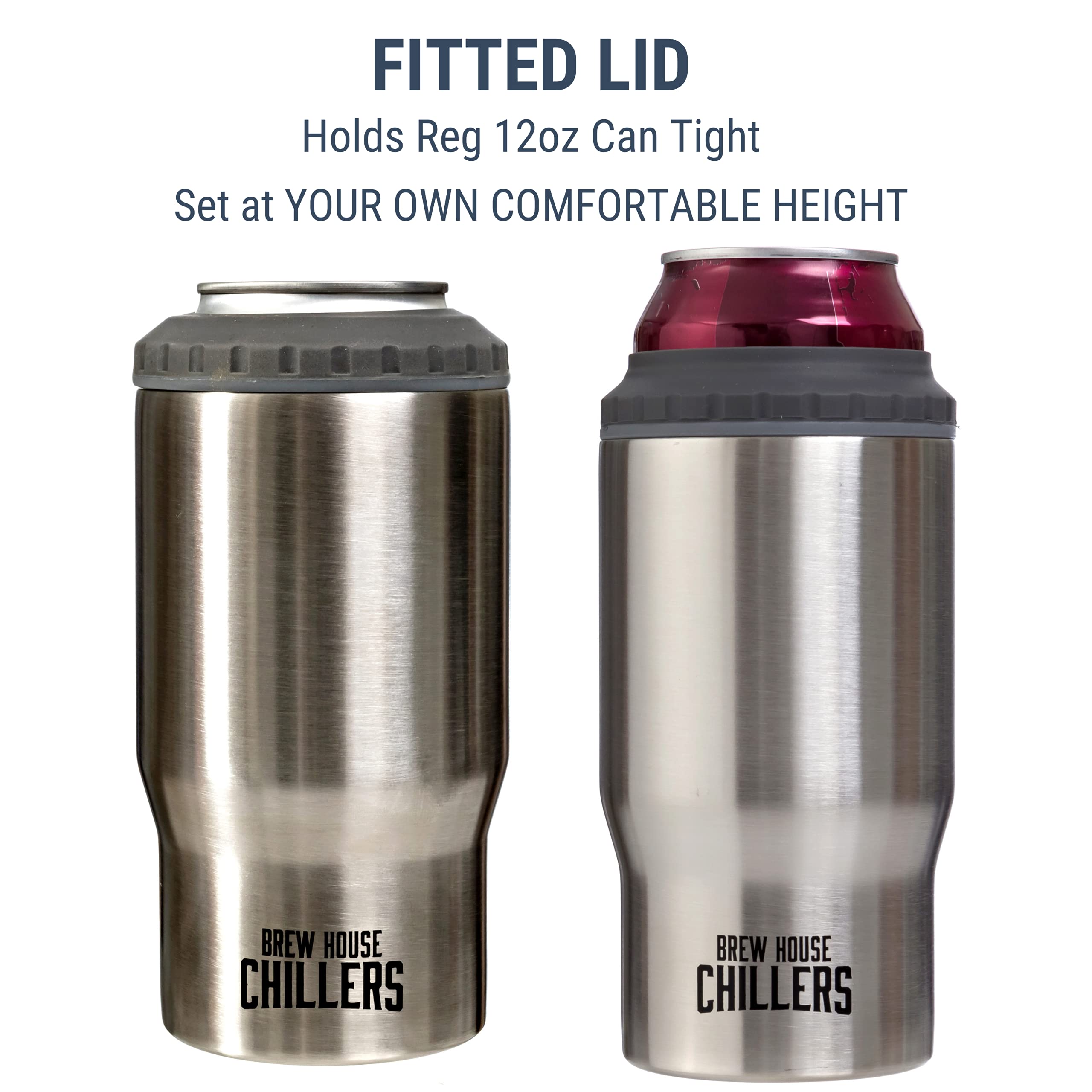 4 in 1 Stainless Steel Insulated Drink Holder - Coffee Travel Mug, Beer Bottle & Can Cooler with Hot/Cold Lids - Perfect for Commuting, Camping & Office Use - Includes Insulated Base & Gift Box