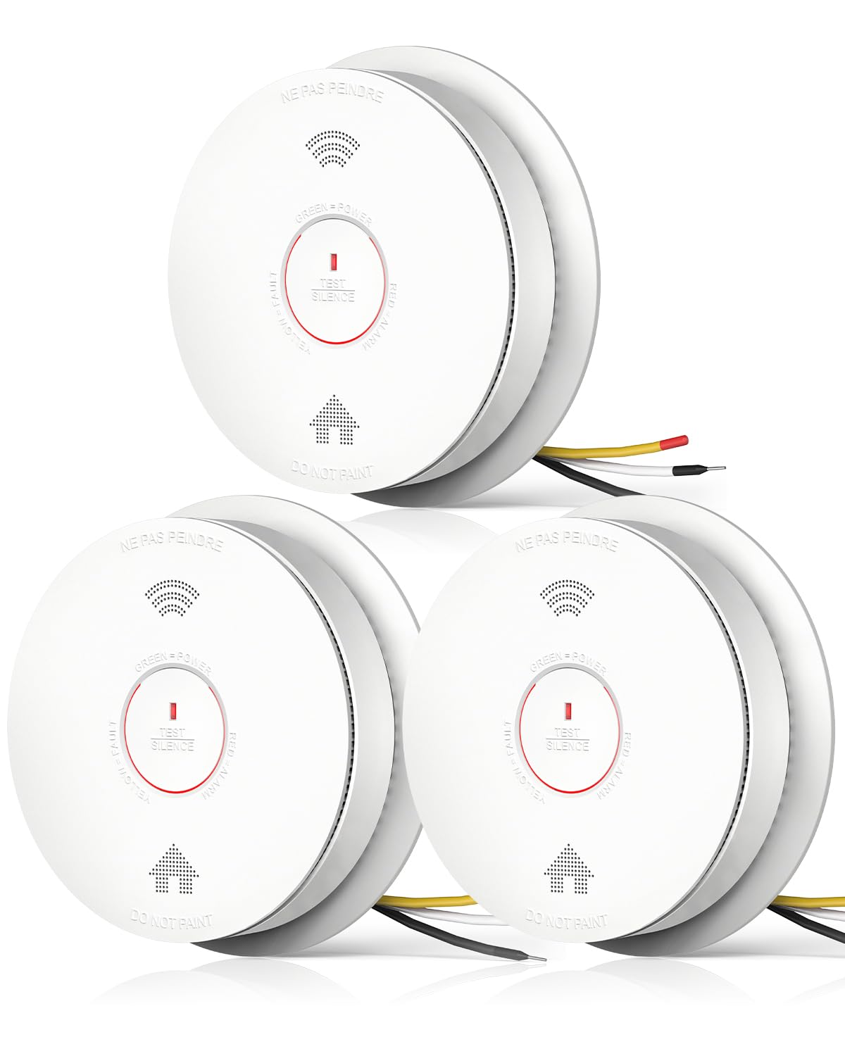 SITERWELL Hardwired Interconnected Smoke and Carbon Monoxide Detector Combo with Voice Alert & Battery Backup - 2-in-1 Fire & CO Alarm with Self-Check Feature (3 Pack) - Ideal for Home, Office, and Apartment Safety