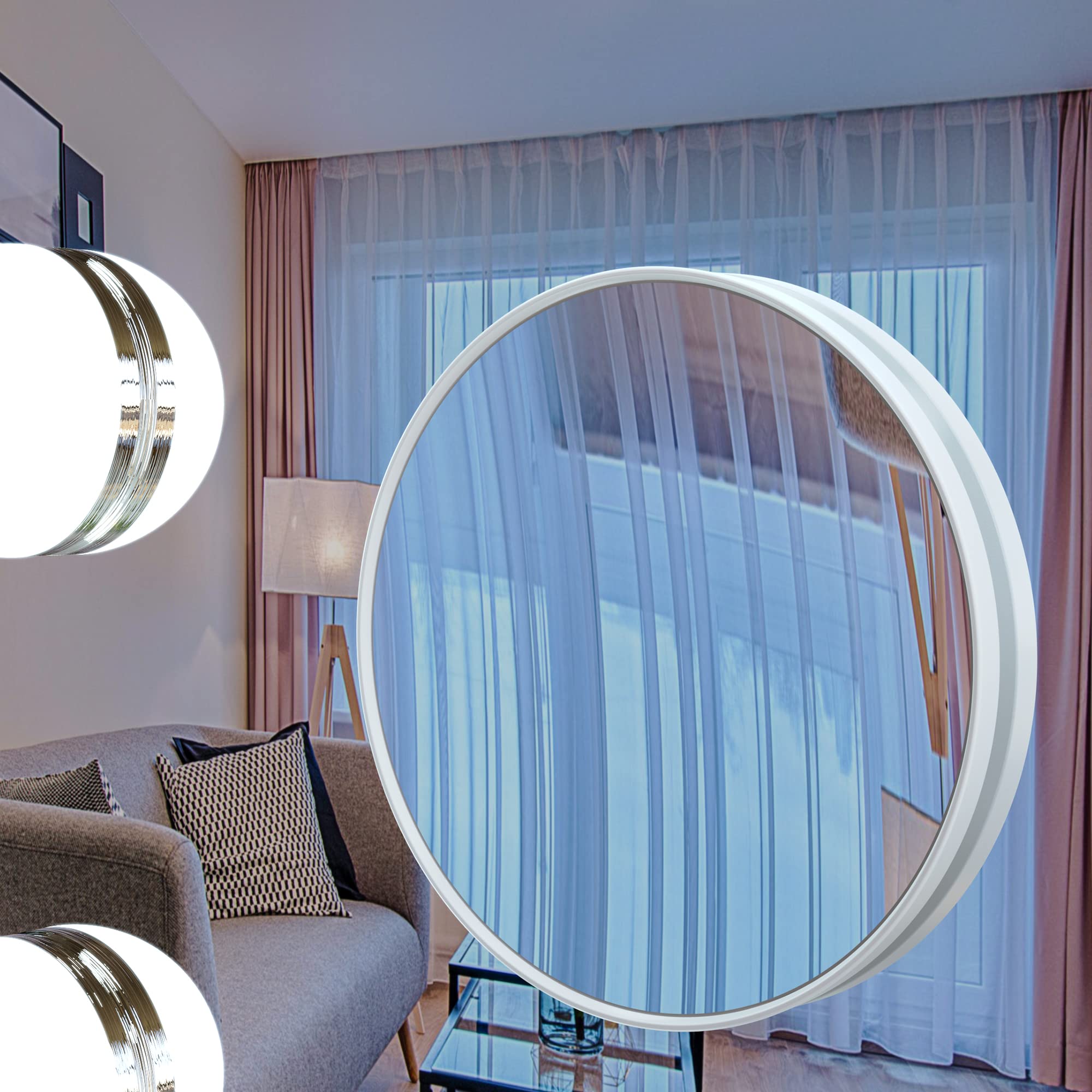 BEAUTME Large Hollywood Lighted Makeup Mirror with Smart Touch Button - 360° Adjustable Vanity Mirror with LED Lights for Tabletop or Wall Mounted - Perfect for Makeup, Skincare & Hair Styling at Home or Salon