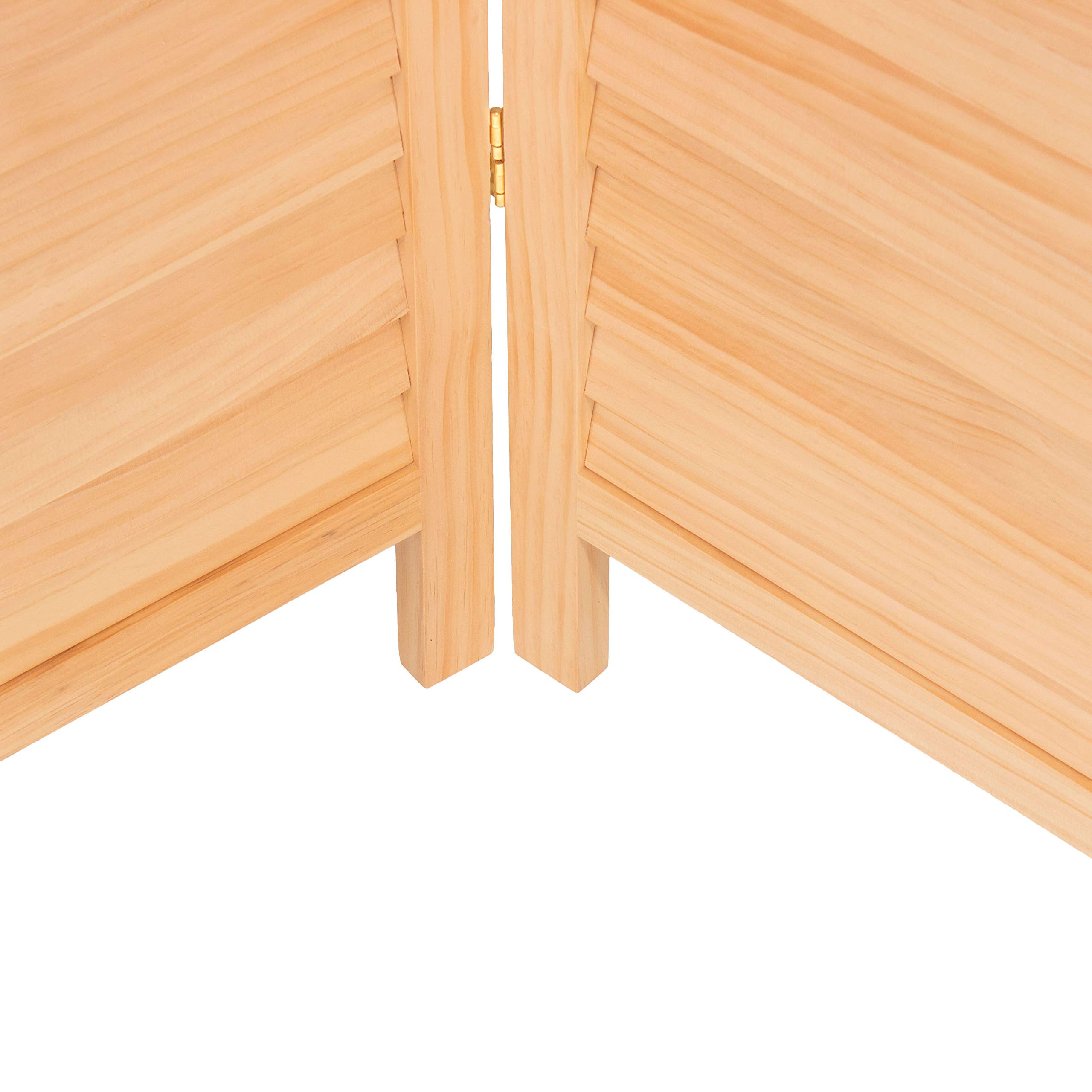 6 ft. Tall Wooden Louvered Room Divider - Natural 3 Panel Folding Privacy Screen for Home, Office & Outdoor Use | Red Lantern Design | Space Partition & Decoration