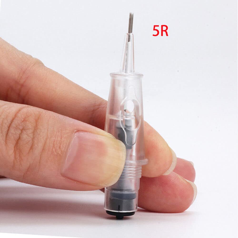 5Pcs 5RL Tattoo Needles Cartridges - Professional Disposable Permanent Makeup Needles for Eyebrows & Lips (10mm Diameter) - Perfect for PMU Artists, Microblading & Cosmetic Tattooing