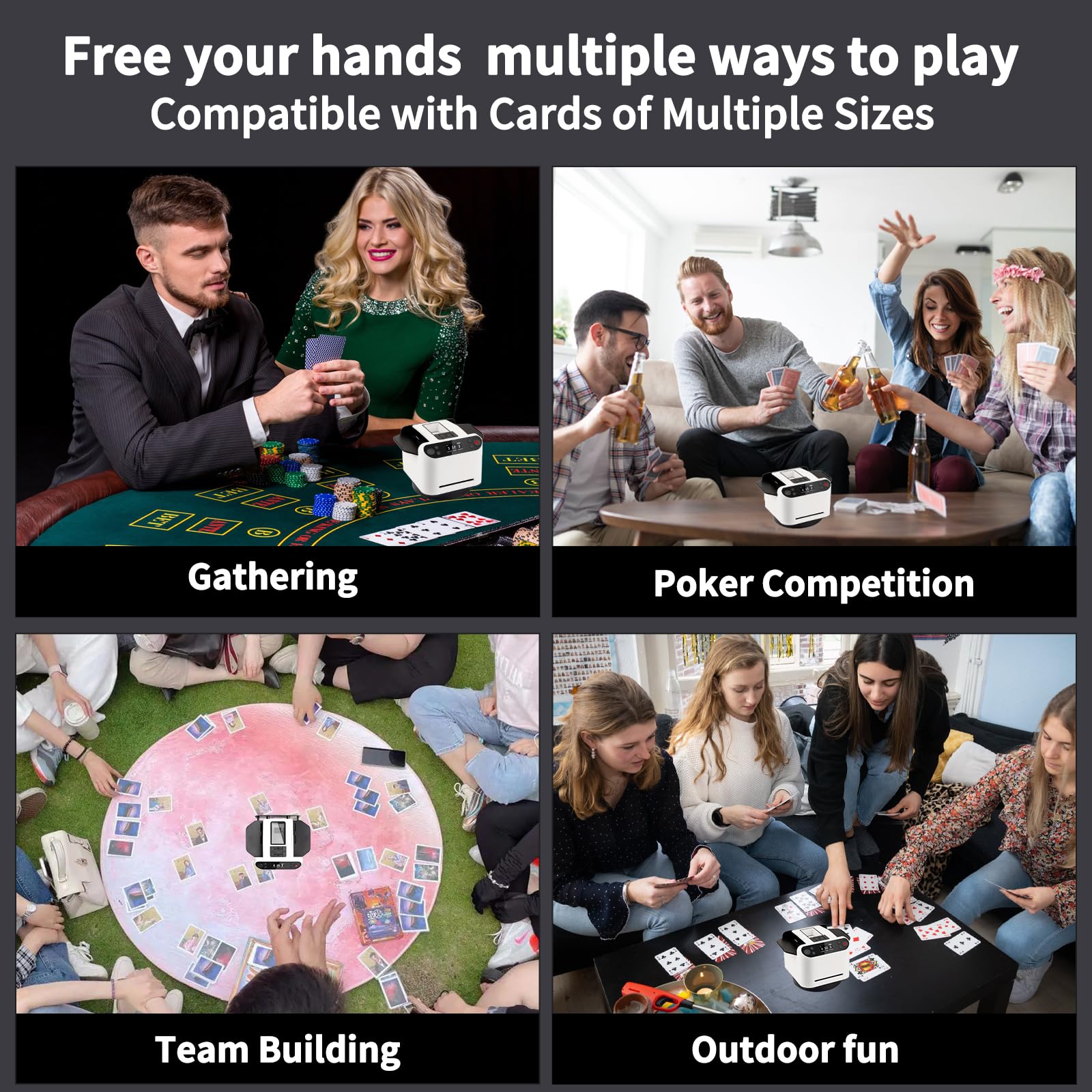 2-in-1 Automatic Card Shuffler & Dealer Machine - Ultra Quiet 360° Rotating for Uno, Monopoly Deal, Five Crowns - Perfect for Home Game Nights & Casino-Style Card Games