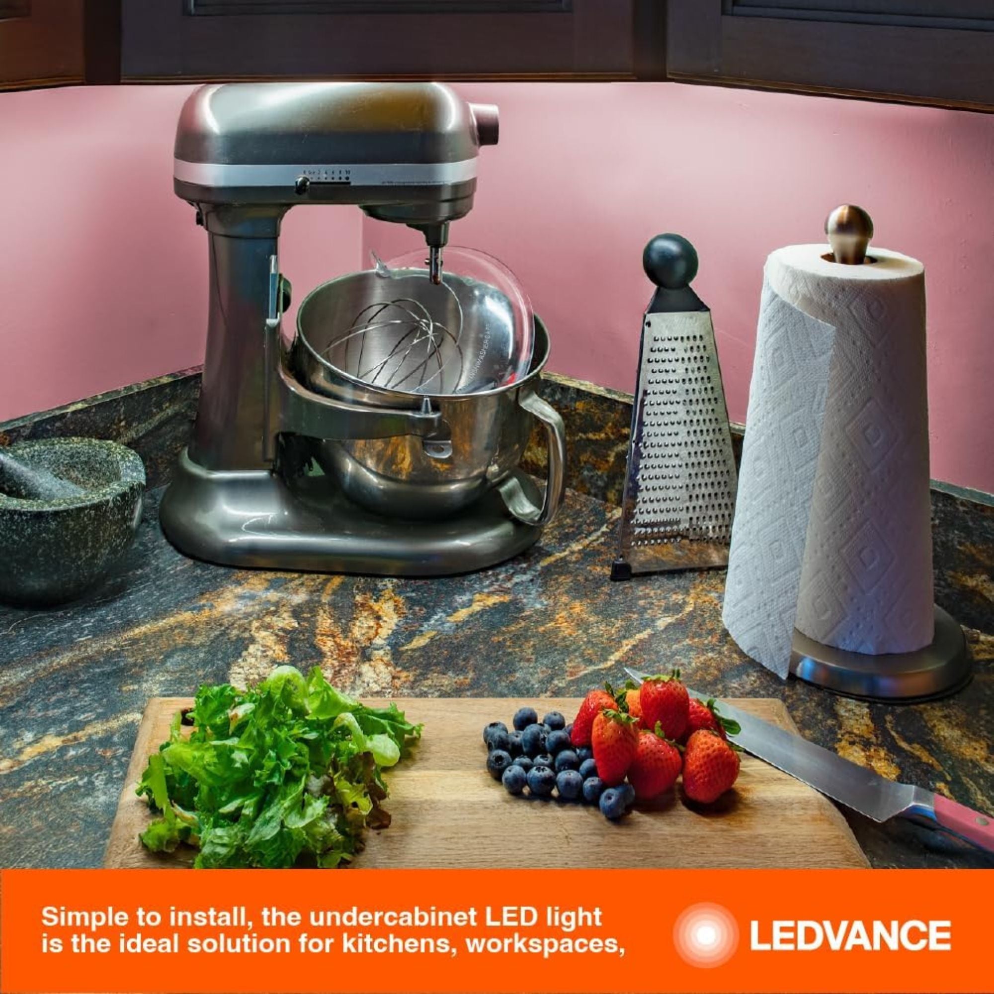 10 Inch Under Cabinet LED Light with Tilting Lens - 450 Lumens, Selectable CCT (3000K-5000K), 120V - Perfect for Kitchen Countertops, Pantry Shelves & Workspaces