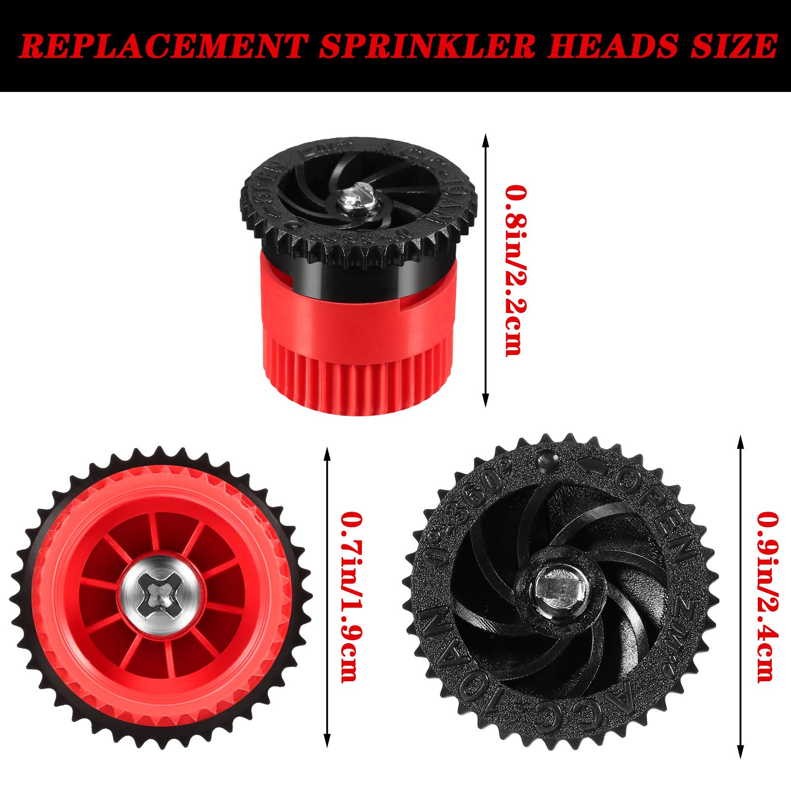 16 Pcs Variable Arc Nozzle Sprinkler Heads - High Efficiency Pop-up Sprinkler Replacement Compatible with RainBird, Hunter, Orbit - Perfect for Lawn, Garden & Landscape Irrigation Systems