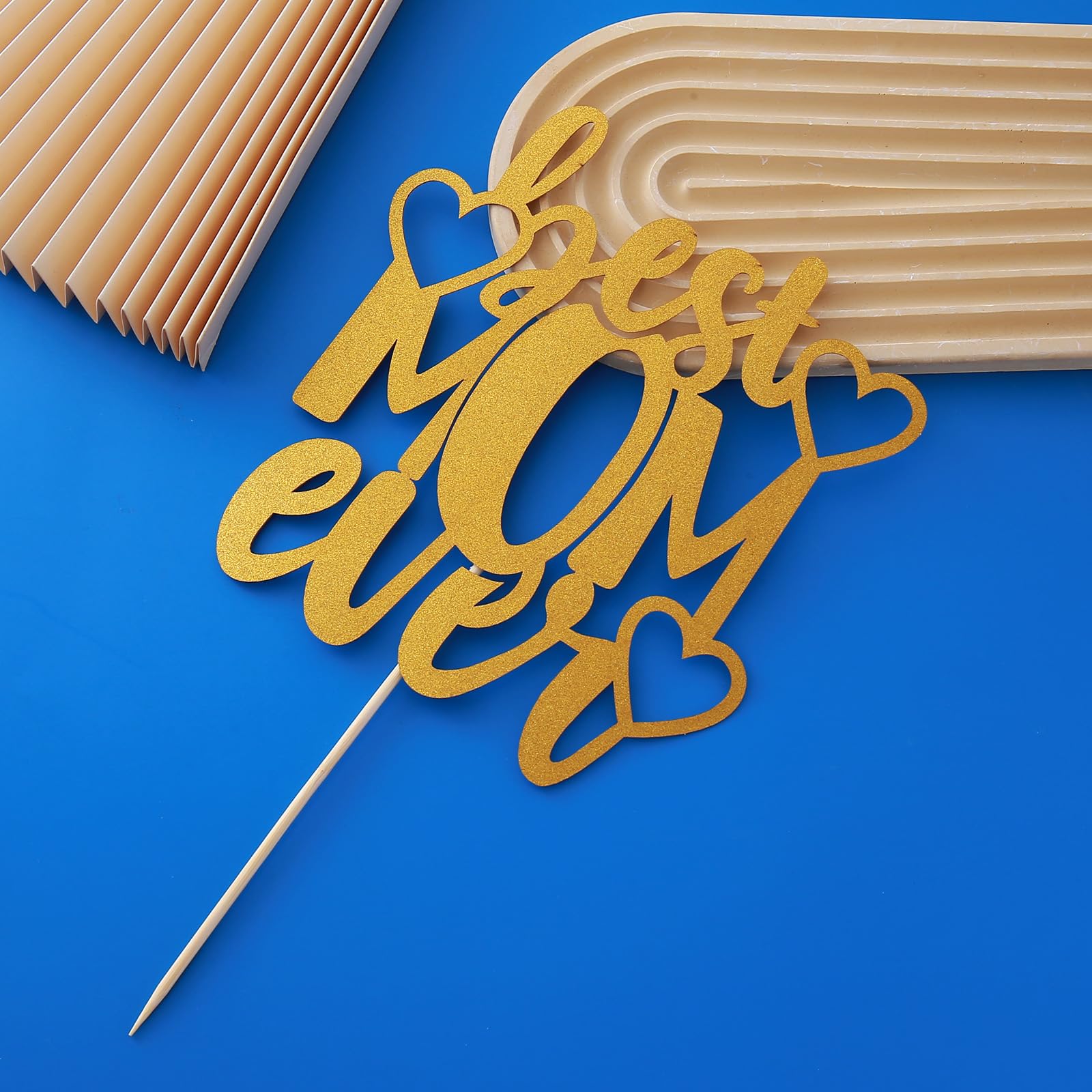 Best Mom Ever Cake Topper - Happy Mother's Day Cake Decorations Supplies for Birthday, Anniversary & Special Celebrations