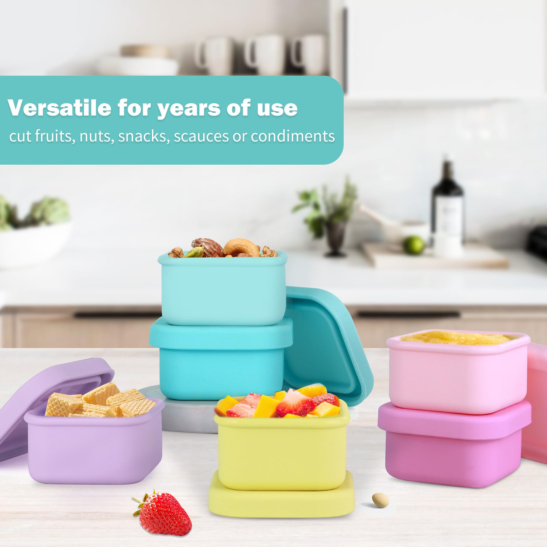Finorder 6-Pack 100% Silicone Baby Food Storage Containers - 3.5 oz Leakproof & Airtight Snack Cubes - Microwave, Freezer Safe for Infant Puree & Homemade Meals - Perfect for Daycare, Travel & Meal Prep