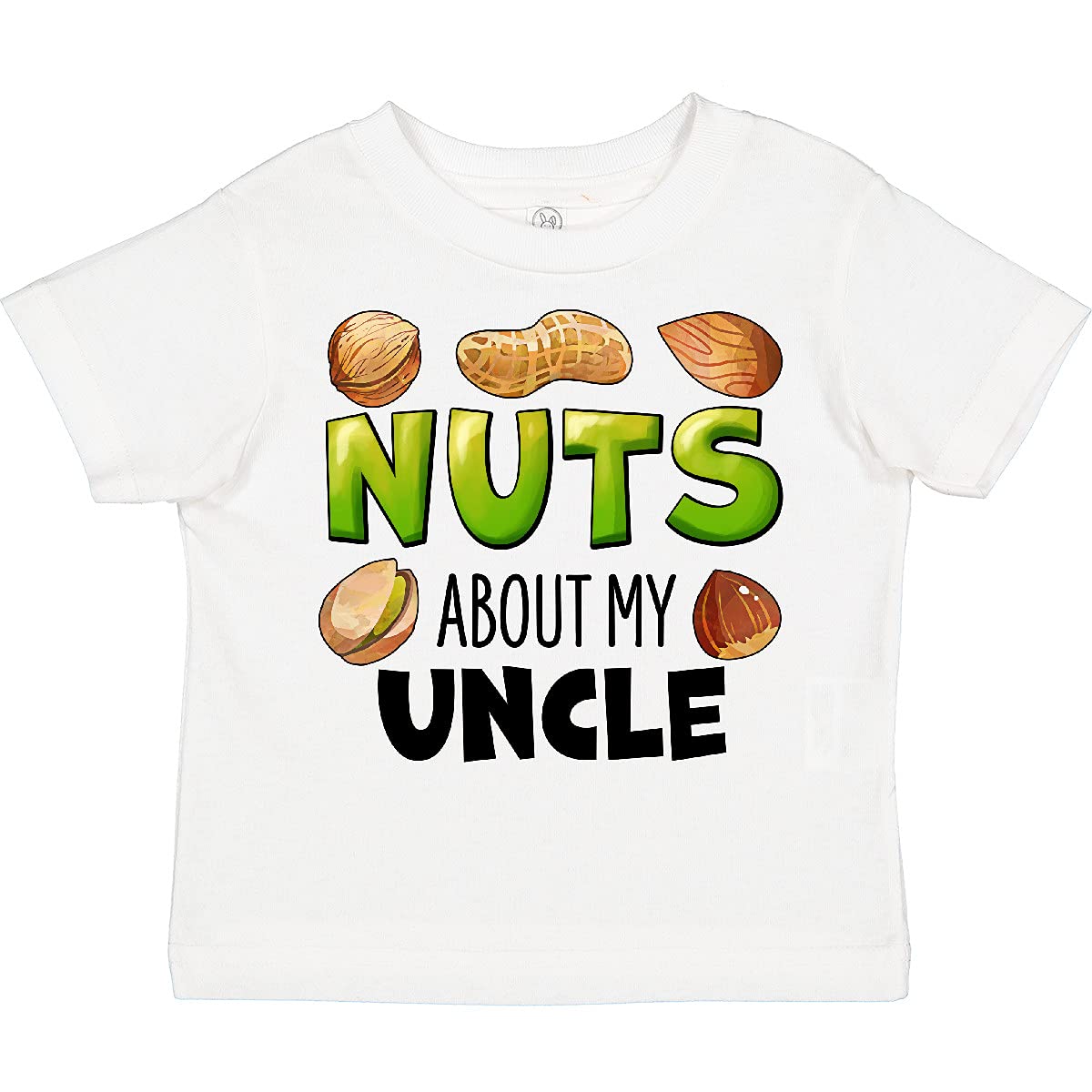 Inktastic Nuts About My Uncle Peanut Almond Pistachio Toddler T-Shirt - Cute Funny Graphic Tee for Kids - Perfect for Family Reunions & Uncle Appreciation Gifts