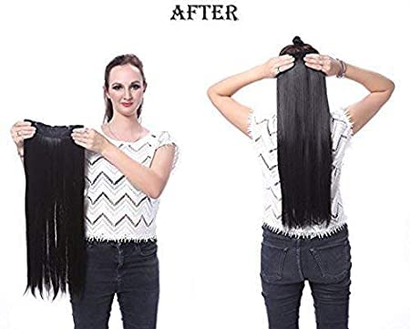 Shivarth 25-26 Inch Clip-In Hair Extensions for Women - Straight Synthetic Hair for Instant Length & Volume - Perfect for Thin Hair, Daily Wear & Special Occasions