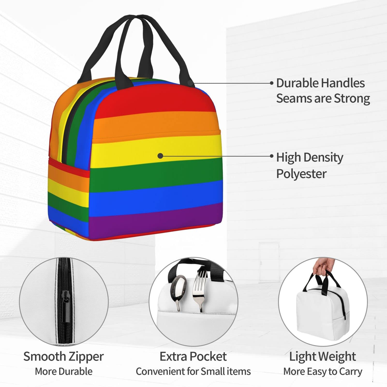Rainbow Insulated Lunch Box for Kids - Reusable Thermal Lunch Bag for Boys & Girls, Perfect for School, Camping, Hiking, Picnic, Beach & Travel - Ideal for Keeping Meals Fresh All Day