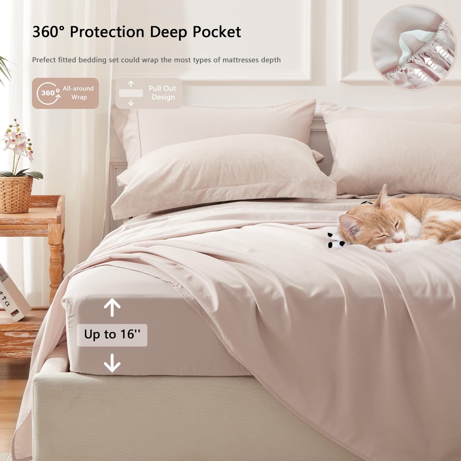 UNILIBRA 7-Piece Queen Comforter Set - All Seasons Soft Bedding Set with Comforter, Flat Sheet, Fitted Sheet, Pillowcases & Shams - Taupe Cationic Dye Bed in a Bag | Perfect for Master Bedroom, Guest Room & Cozy Home Decor