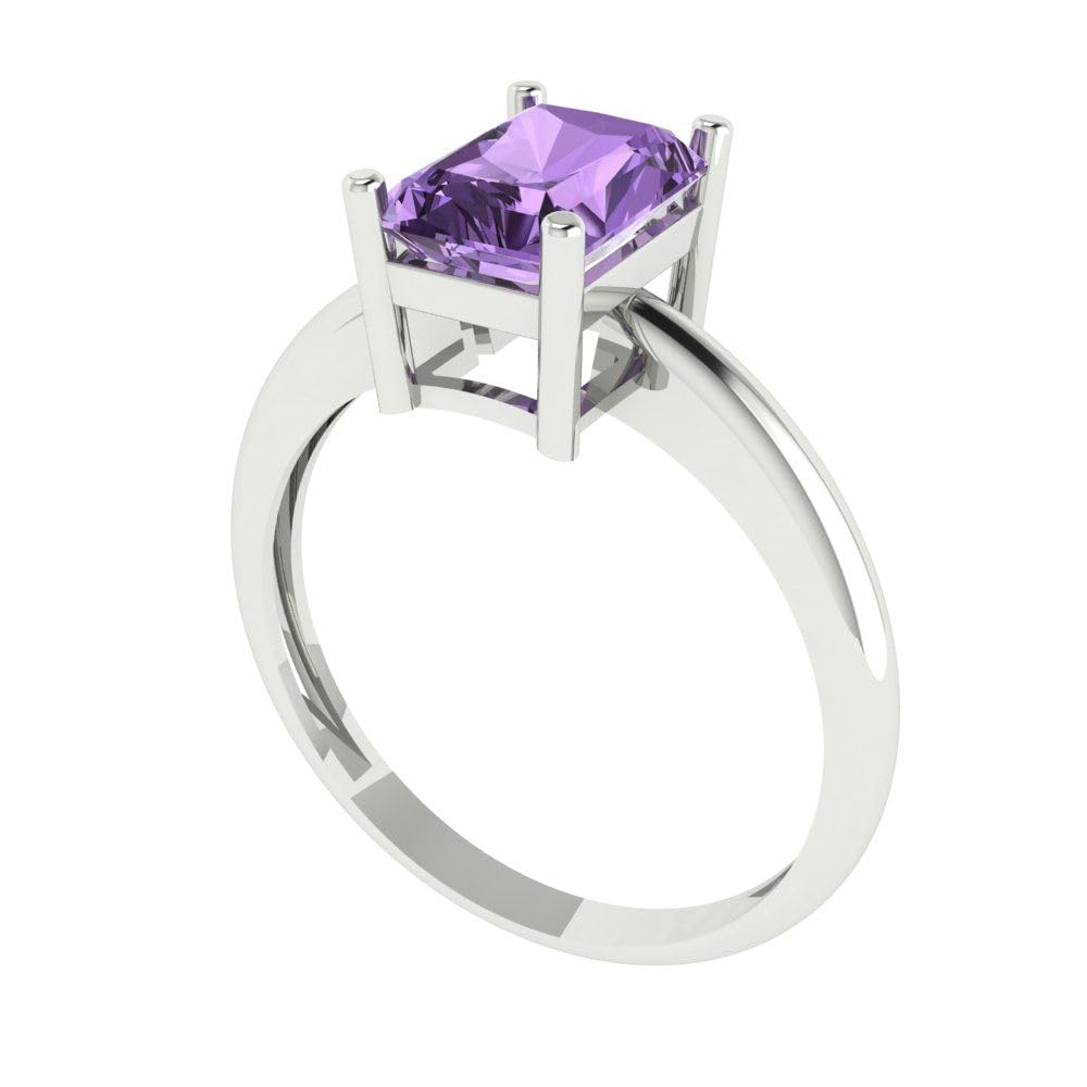 1.75ct Radiant Cut Simulated Alexandrite Solitaire Engagement Ring for Women - 14k White Gold Wedding, Bridal & Anniversary Jewelry Gift for Her - Perfect for Proposals, Weddings & Special Occasions