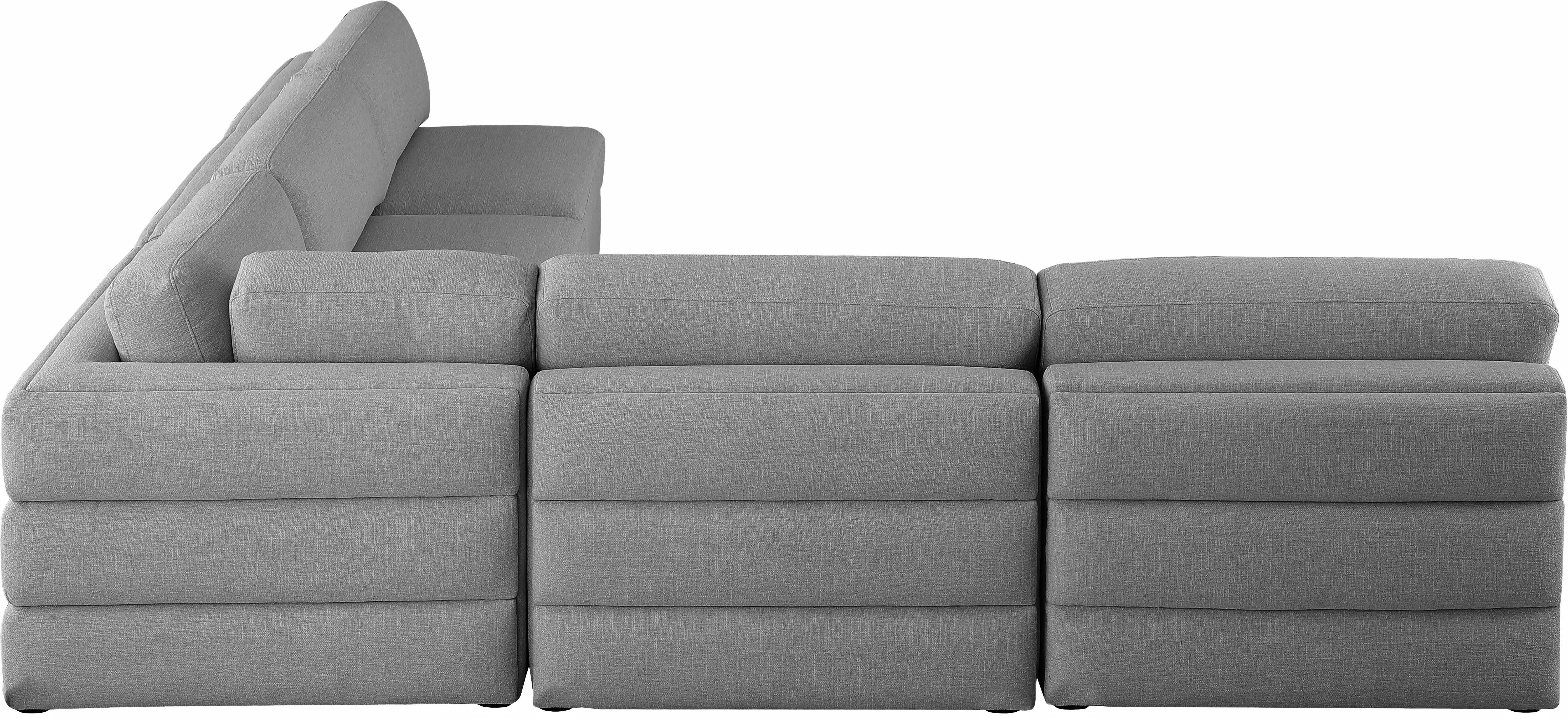 Beckham Durable Linen Textured Fabric Modular Sectional Sofa - Modern L-Shaped Couch for Living Room, Family Room & Home Theater Comfortable Seating