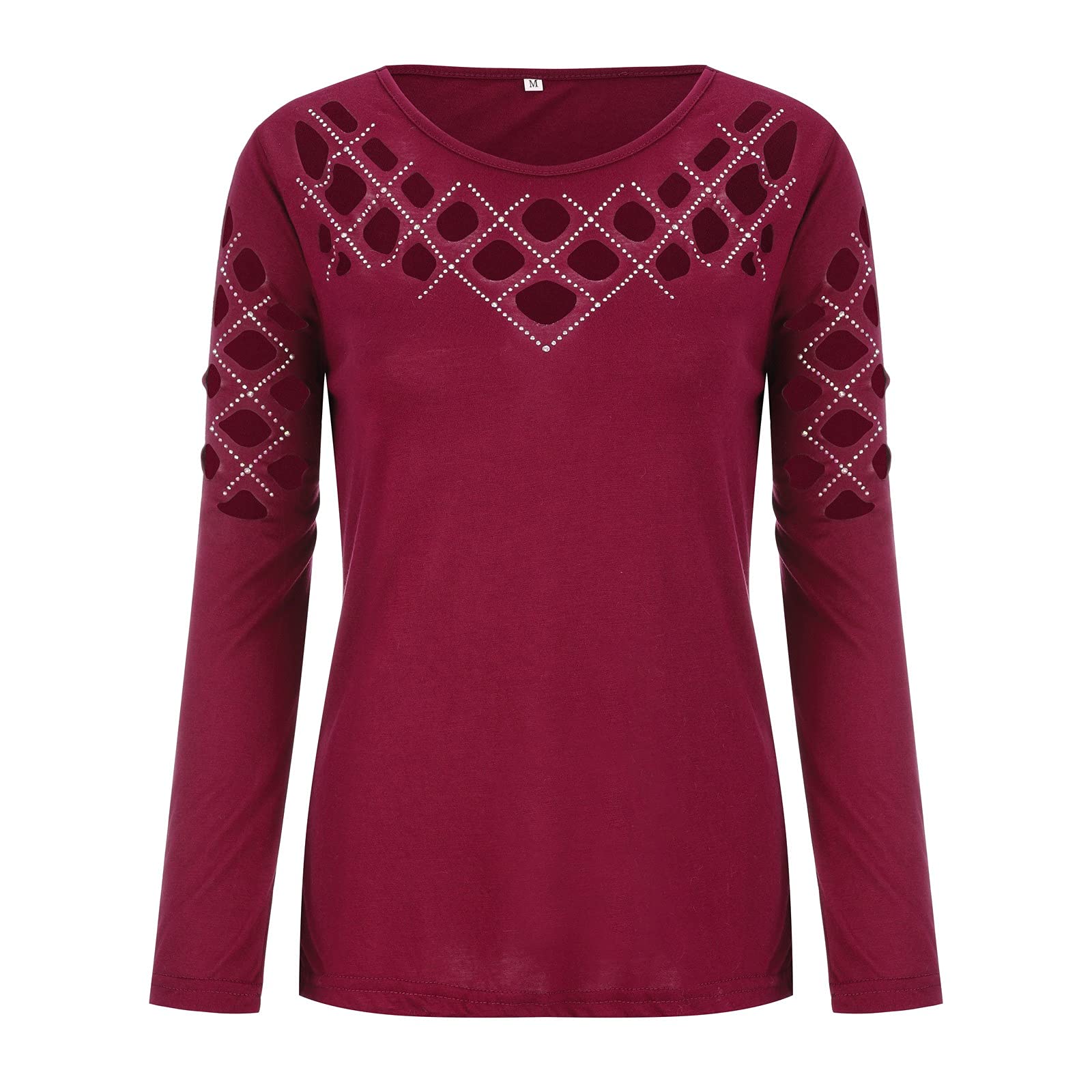 Women's Cotton Long-Sleeve Blouse - Plus Size Hollow Out Dressy Top for Autumn & Winter | Perfect for Office Wear, Date Nights & Casual Outfits