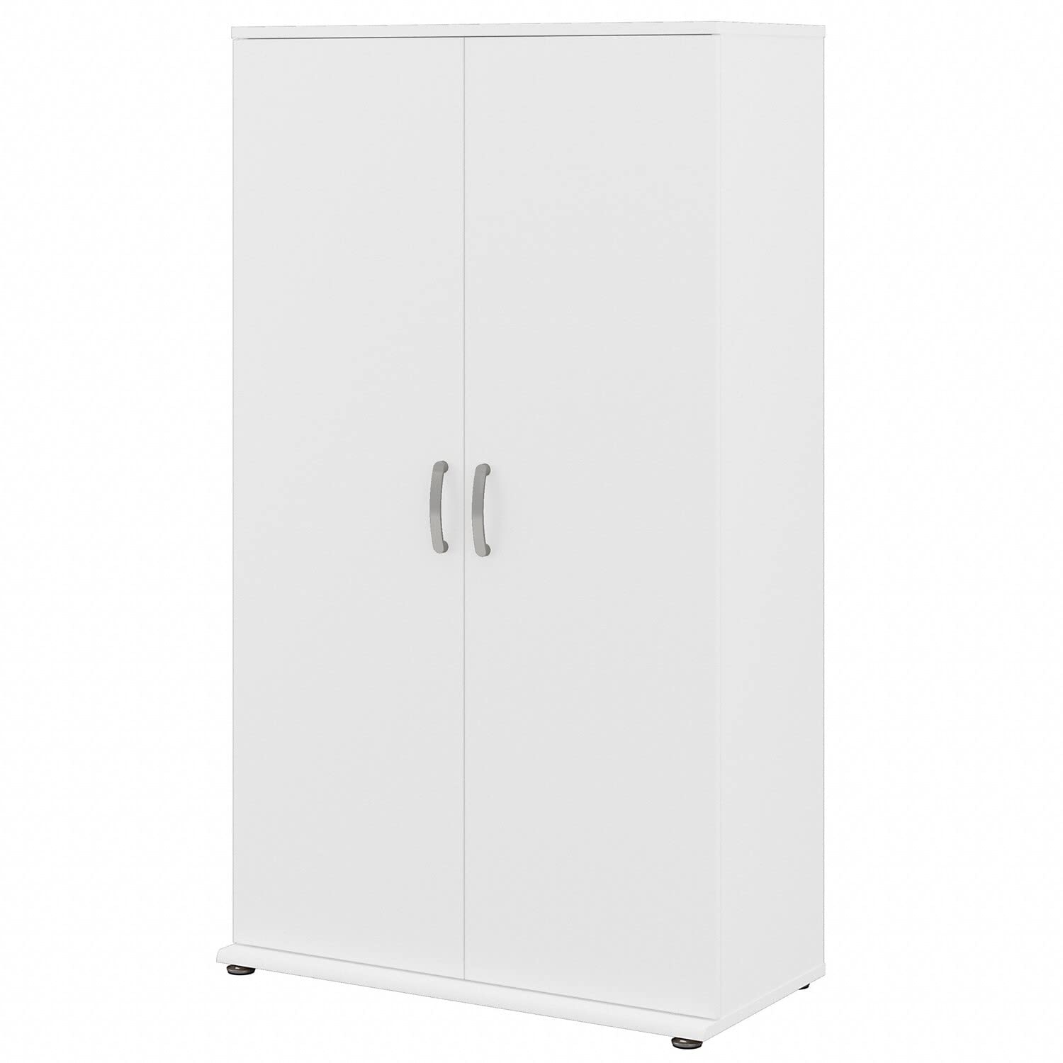 Bush Business Furniture Tall Garage Storage Cabinet with Doors and Shelves, White - Heavy-Duty Organizer for Tools, Equipment & Home Office Supplies