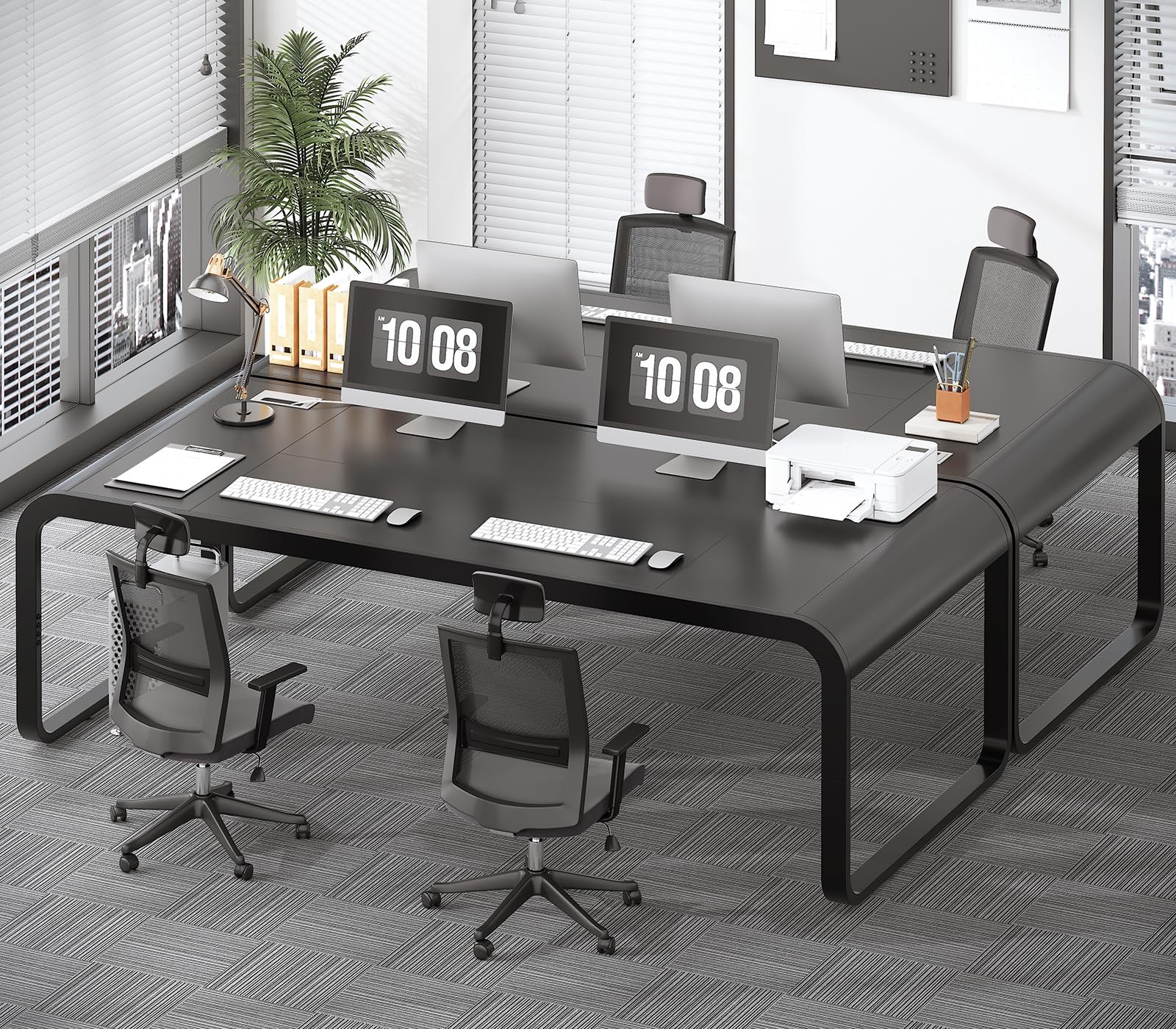 SEDETA 70.8 Inch Black Executive Office Desk - Large Modern Computer Desk with Cable Management, Home Office Workstation, Study & Writing Table for Professionals | Perfect for Home Office, Study Room & Workspace Setup