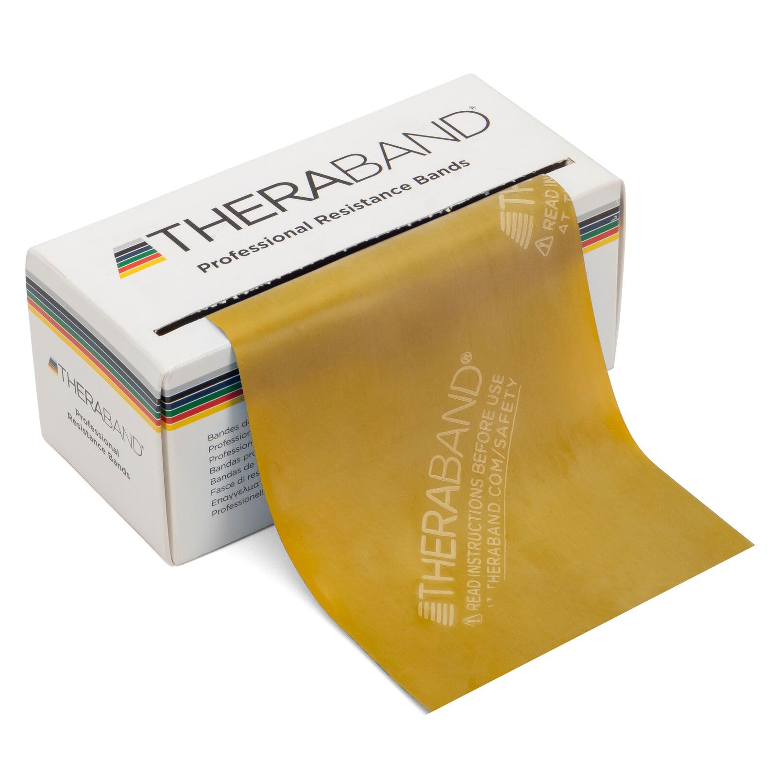 THERABAND Resistance Bands - 6 Yard Roll Professional Latex Elastic Exercise Bands for Strength Training, Physical Therapy, Pilates, Home Workouts & Rehab (Gold, Max Resistance Level 8) - Perfect for Upper Body, Lower Body & Core Exercises