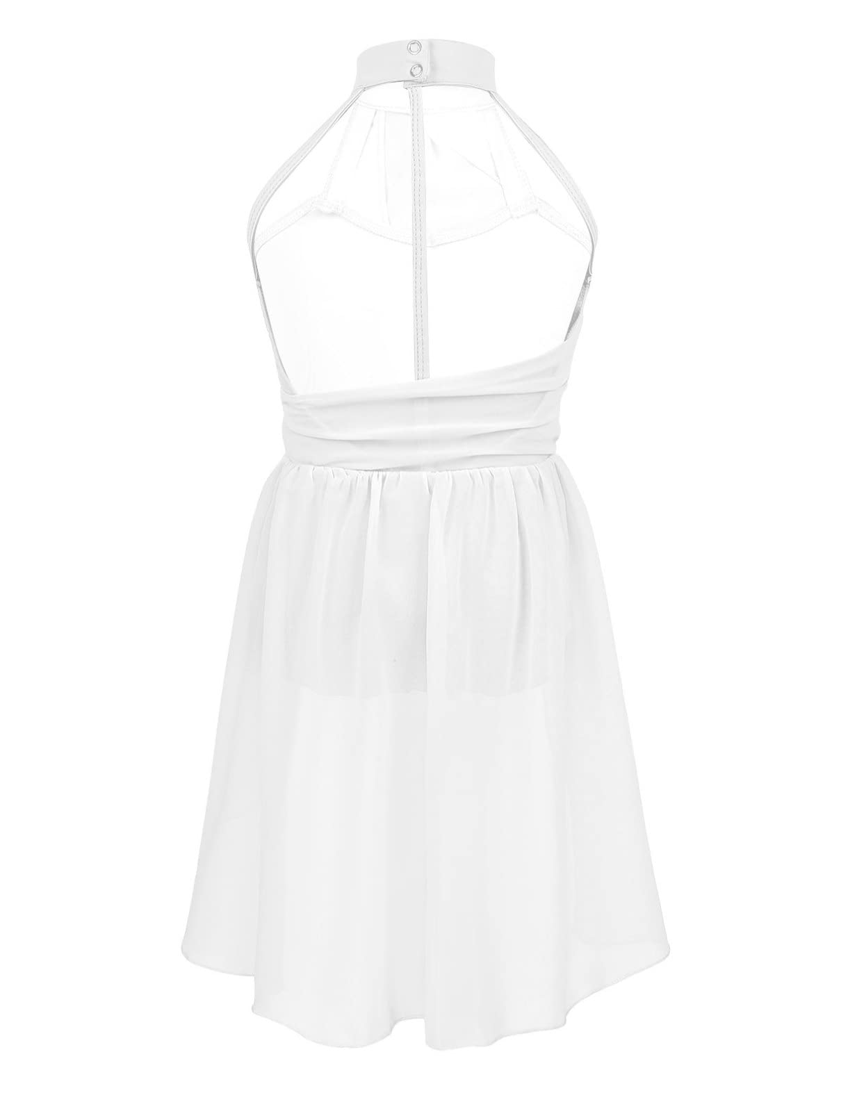 Sxiwei Girls Ballet Dance Leotard - Chiffon Halter Neck One Piece Dress for Ballroom, Lyrical & Contemporary Dance - Perfect for Recitals, Performances & Dance Classes