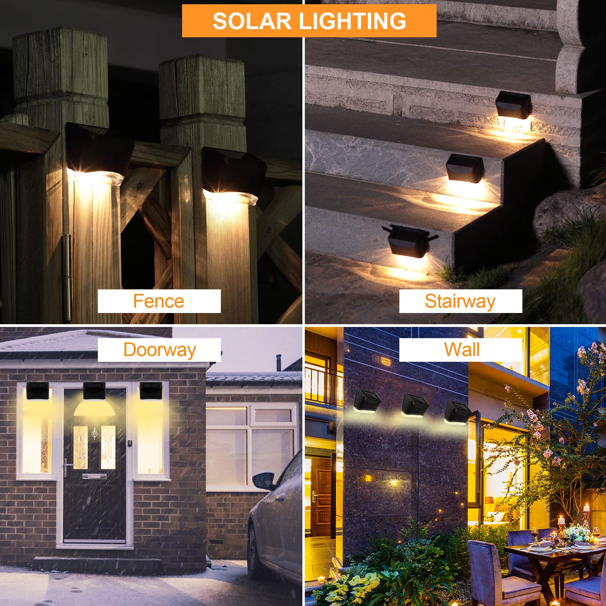 12 Pack Solar Deck Lights Outdoor Waterproof - Solar Powered Fence Step Lights for Garden, Walkway, Stairs & Wall Decor - Warm White LED Night Lights for Patio, Yard and Landscape Lighting