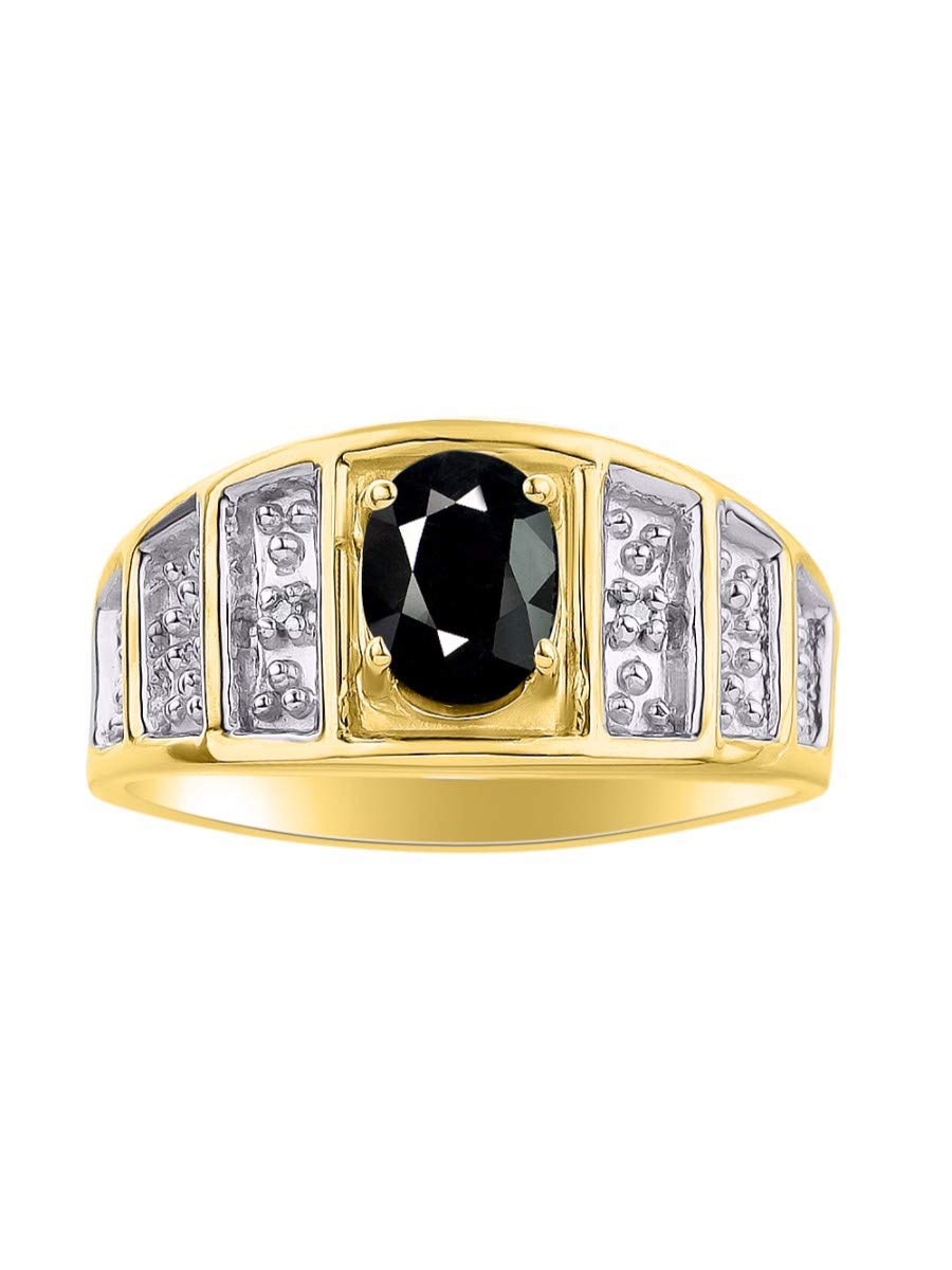 RYLOS 14K Gold Plated Sterling Silver Ring for Women - 7X5MM Oval Gemstone & Genuine Diamond Birthstone Jewelry | Classic Elegant Rings for Women & Girls (Size 5-10) | Perfect for Anniversary, Birthday, Mother's Day Gifts & Everyday Wear