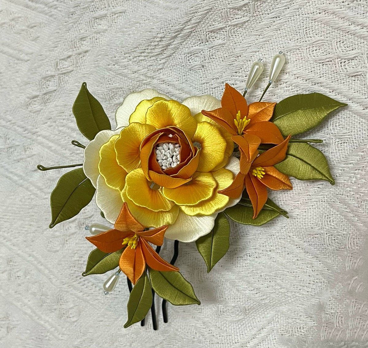 Handmade Silk Peony Hairpin - Elegant Floral Hair Accessory for Weddings, Parties & Special Occasions