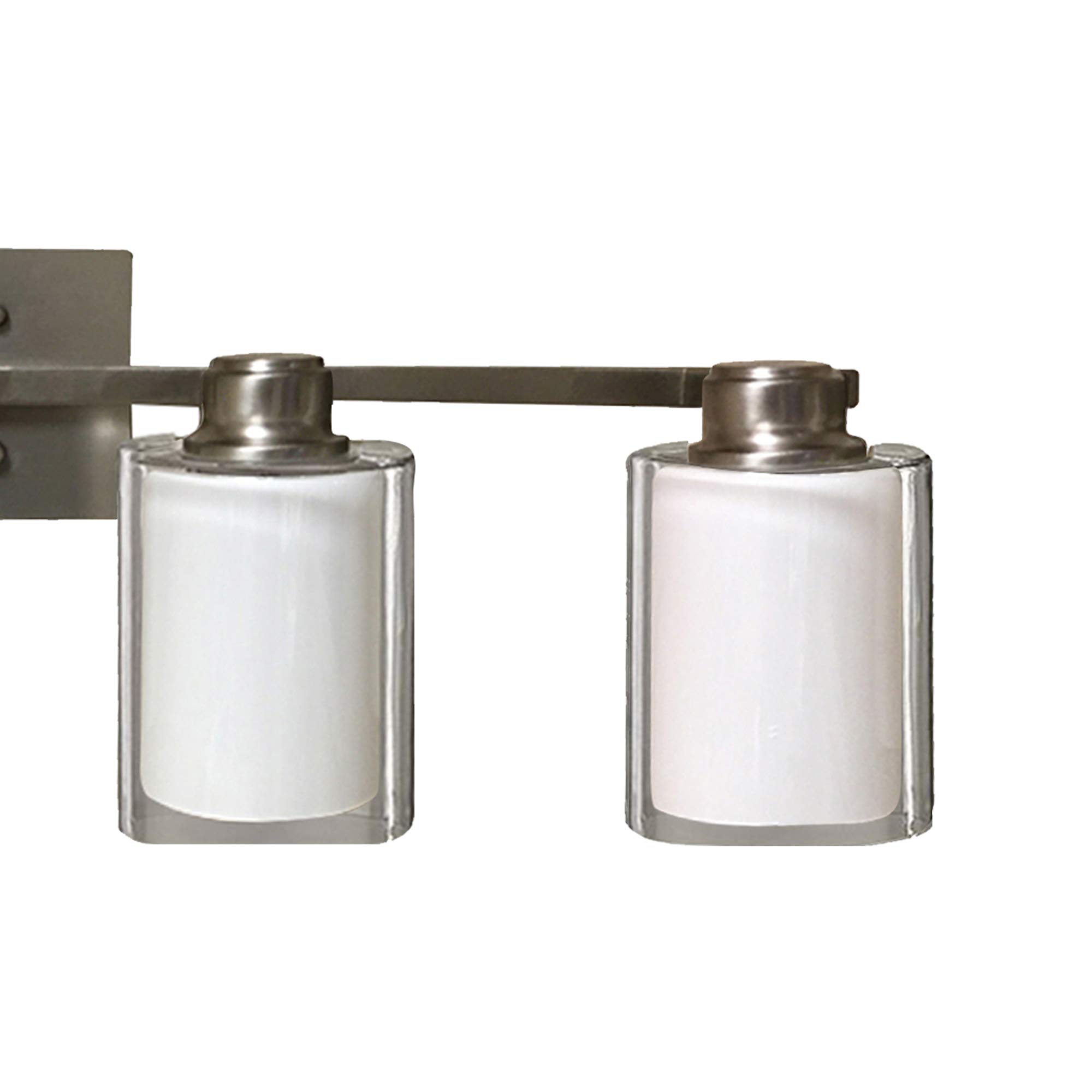 AA Warehousing 4-Light Brushed Nickel Vanity Light with Frosted White Glass Shade - Perfect for Bathroom, Bedroom, and Dressing Room Lighting (300350)