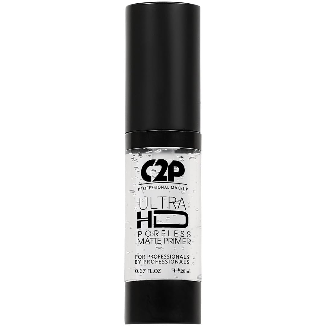 C2P Pro Ultra HD Poreless Matte Primer - Oil Absorbing & Hydrating Face Primer for Flawless Smooth Skin | Transparent Makeup Base (20ml) | Perfect for Daily Wear, Photo Shoots & Special Occasions
