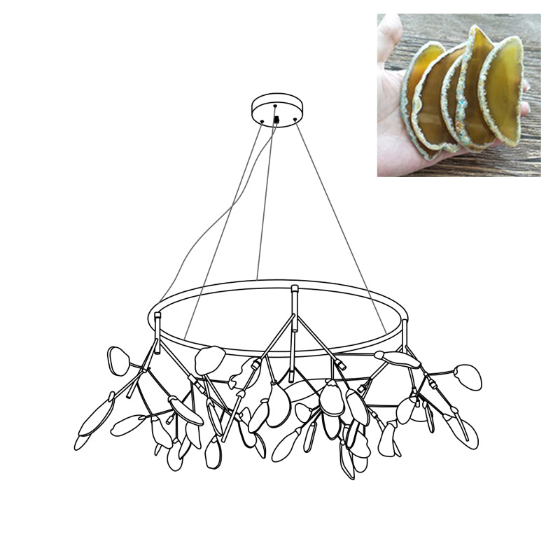 Agate Flake Chandelier - Elegant Natural Stone Crystal Ceiling Light Fixture for Dining Room, Living Room, Bedroom Decor | Modern Luxury Home Lighting