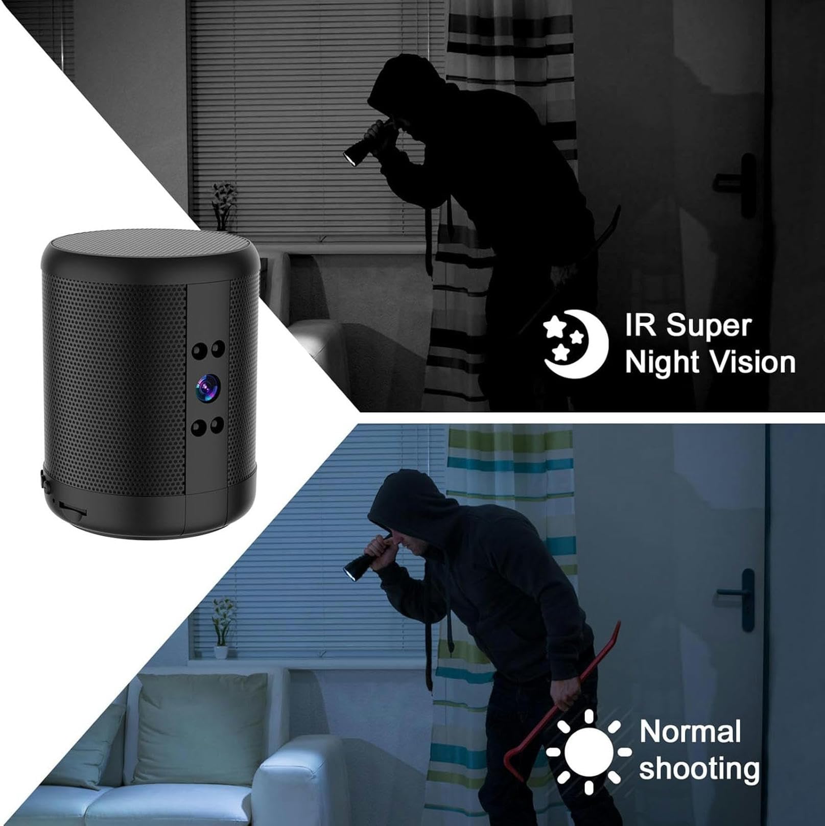 FKINGLRK 1080P HD WiFi Hidden Camera with Bluetooth Speaker - 140° Wide Angle, 2-Way Audio, Night Vision & Motion Detection - Real-Time Baby Monitor for Home Security, Office Surveillance & Pet Monitoring