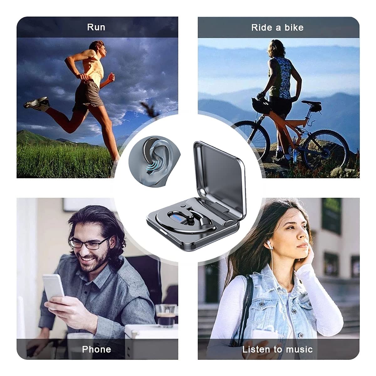 IKXO Bluetooth Headphones with Microphone - Wireless Ear Hook Earbuds with Charging Case, Lightweight Noise Cancelling, Comfortable Painless Design for Business Calls & Office Work - Perfect for Conference Calls, Remote Work & Commuting