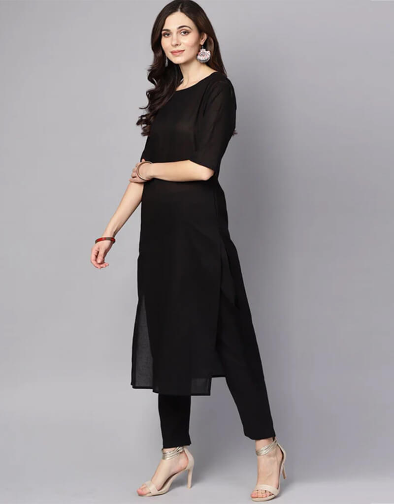 Black Pure Cotton Pant Suit for Women - Comfortable Office Wear & Business Attire - Perfect for Professional Meetings, Interviews, and Formal Events