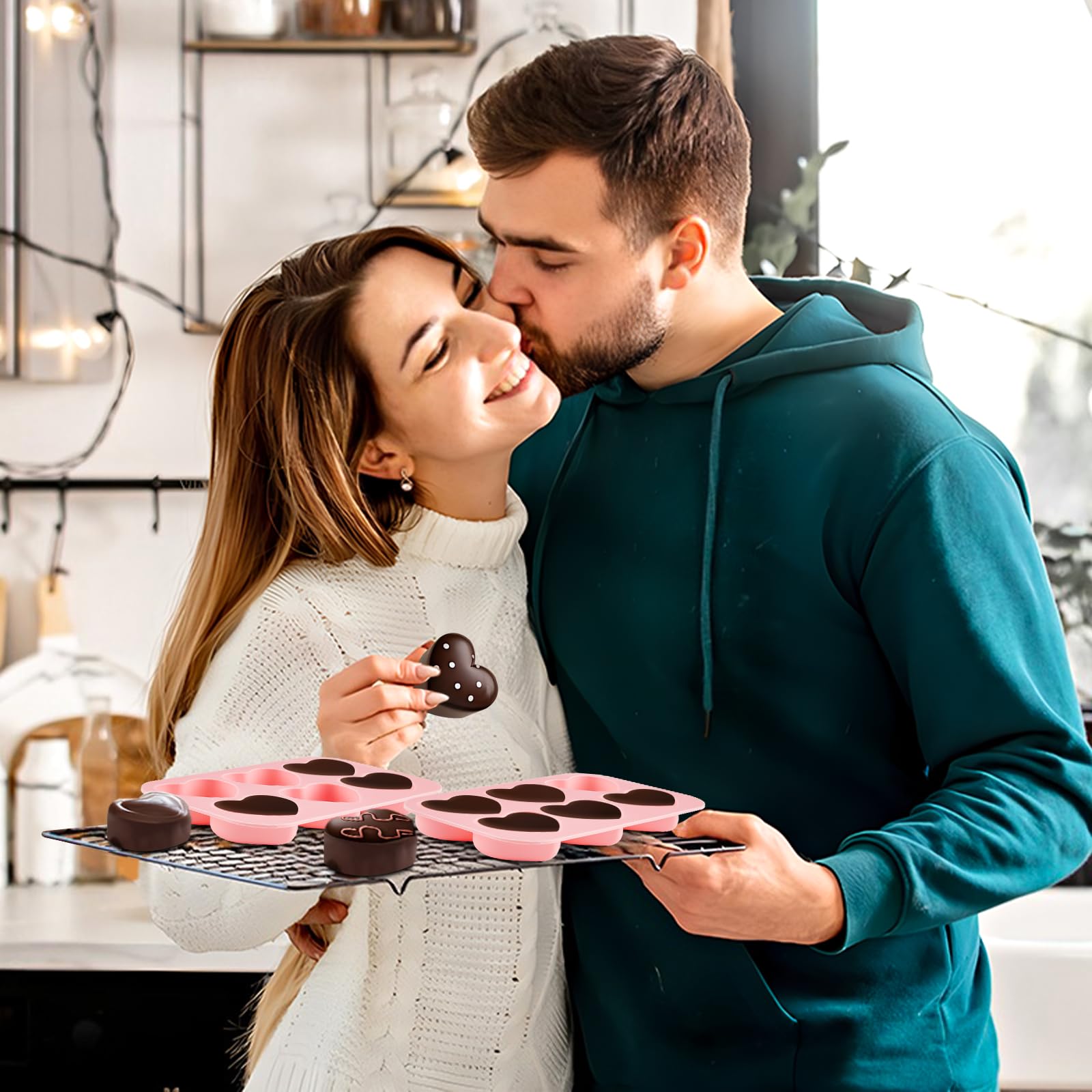 JOERSH 3-Piece Heart Silicone Molds Set - Non-Stick Baking Molds for Chocolate, Candy, Cake, Pudding, Jelly & Soap Making - Perfect for Valentine's Day Gifts, DIY Crafts & Home Baking Decorations